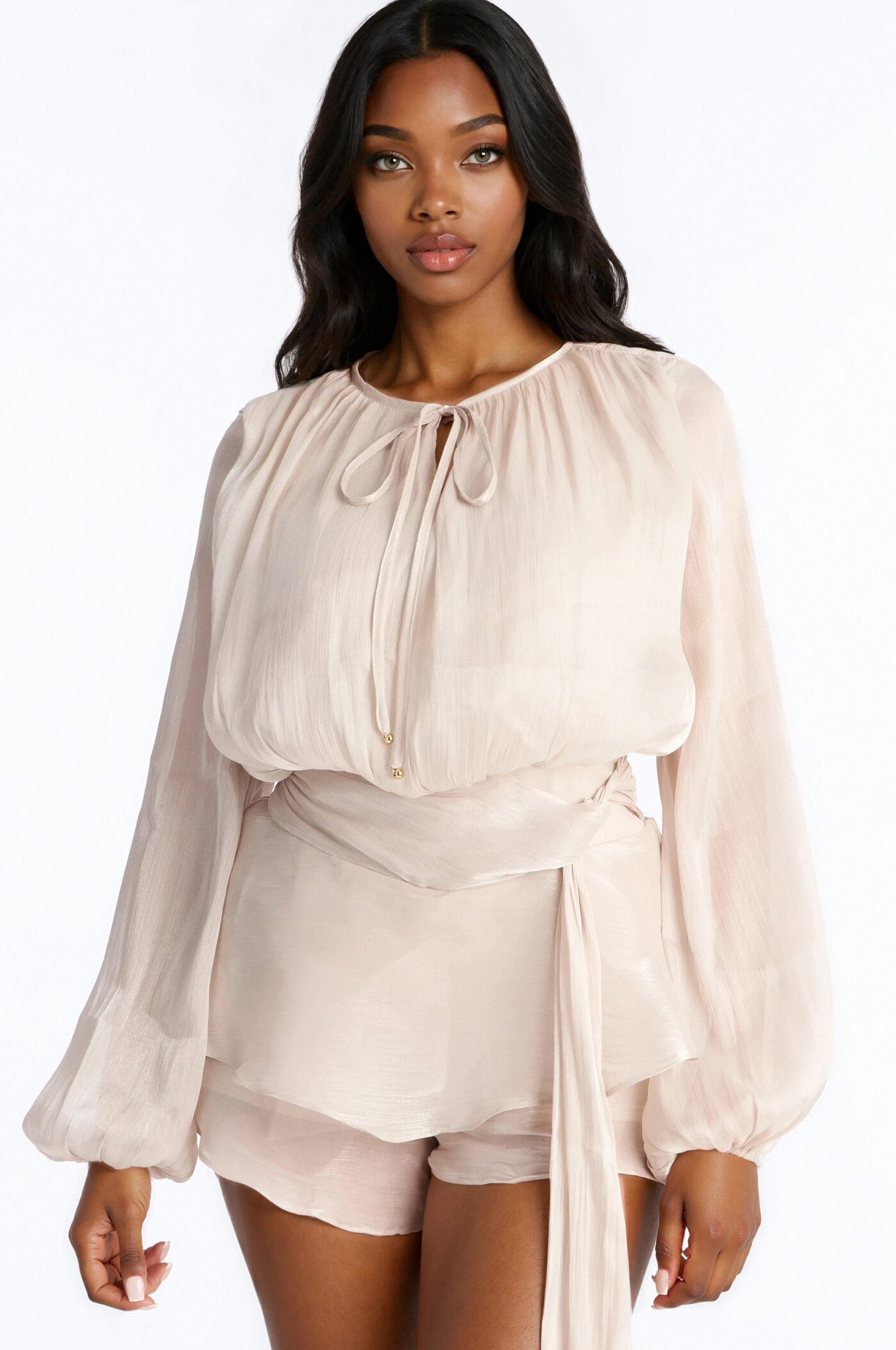 Moonlight Whisper Flowy Romper - Cream