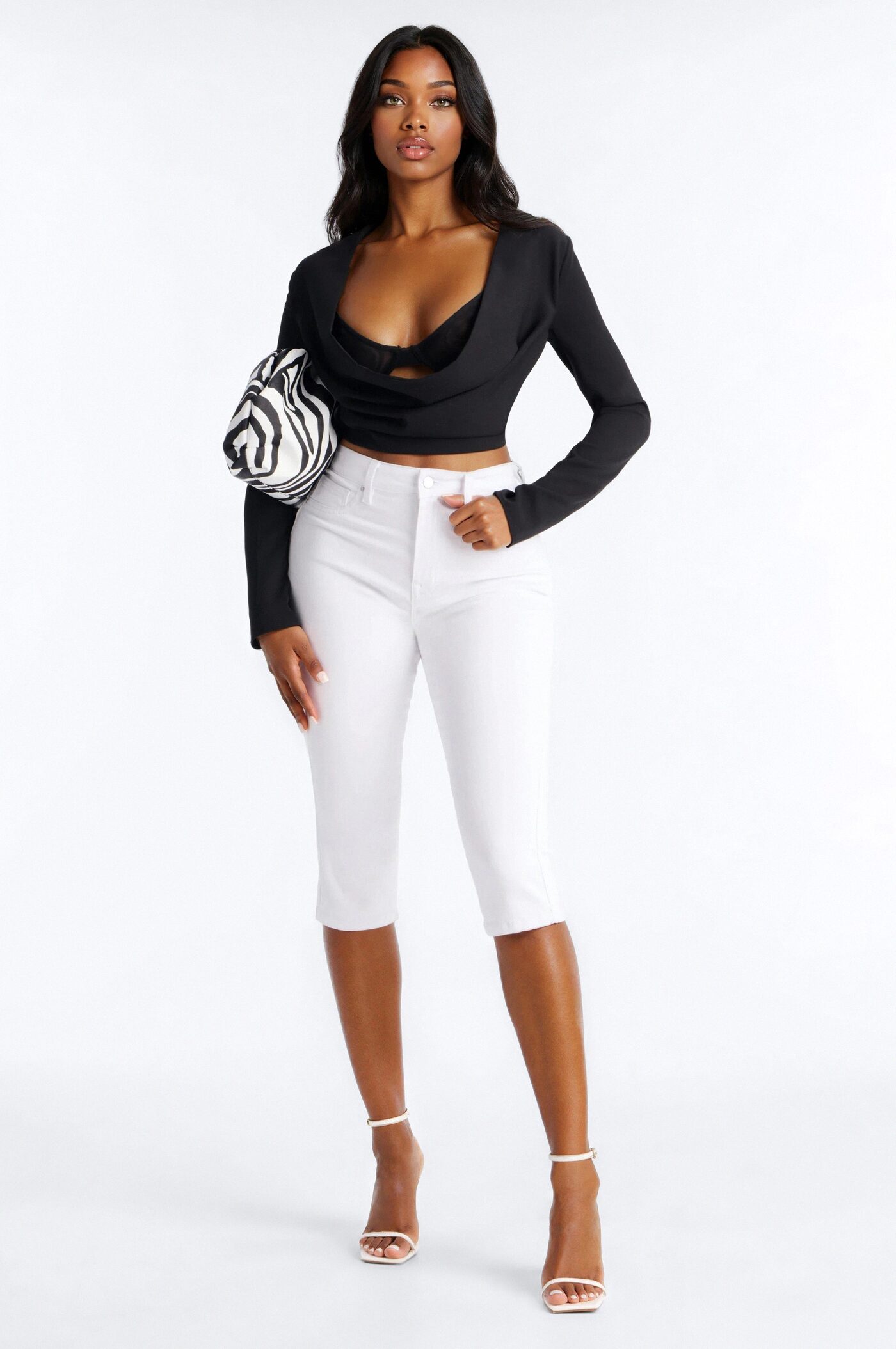 Tulsa Booty Lifting High Rise Stretch Capri Jeans - White