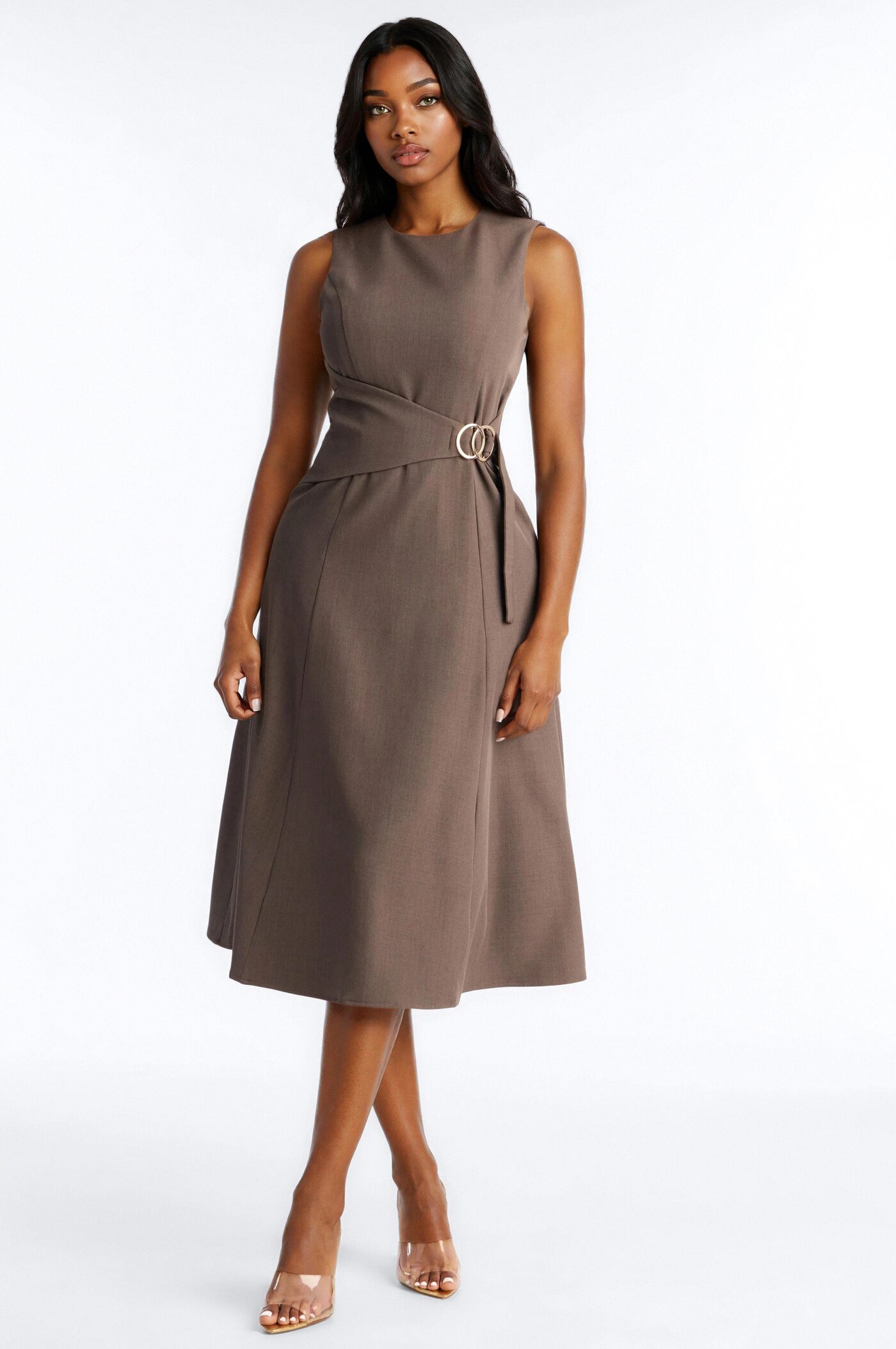 Elaine Tied Midi Dress - Charcoal