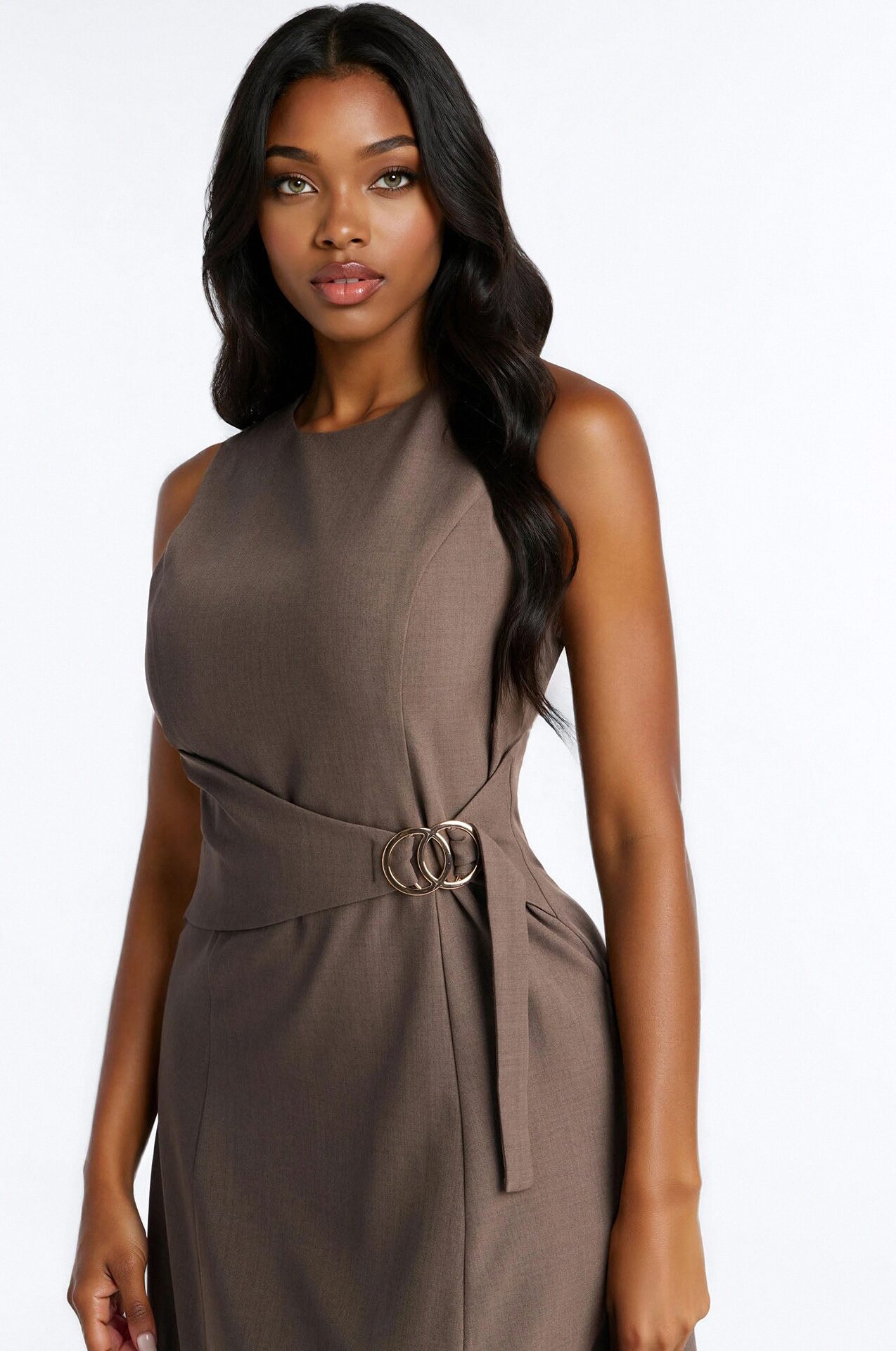 Elaine Tied Midi Dress - Charcoal