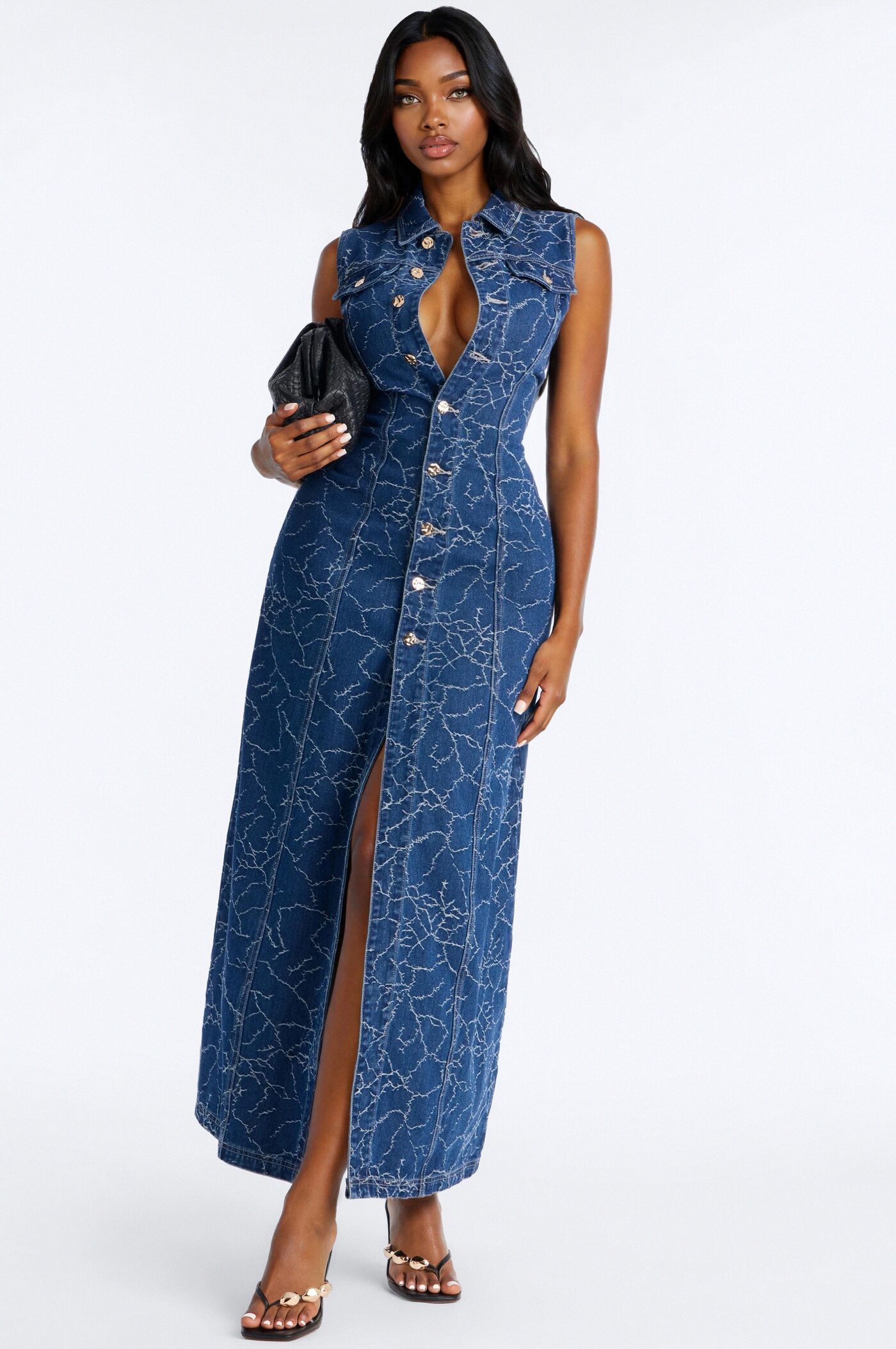 Safiya Denim Maxi Dress - Dark Wash