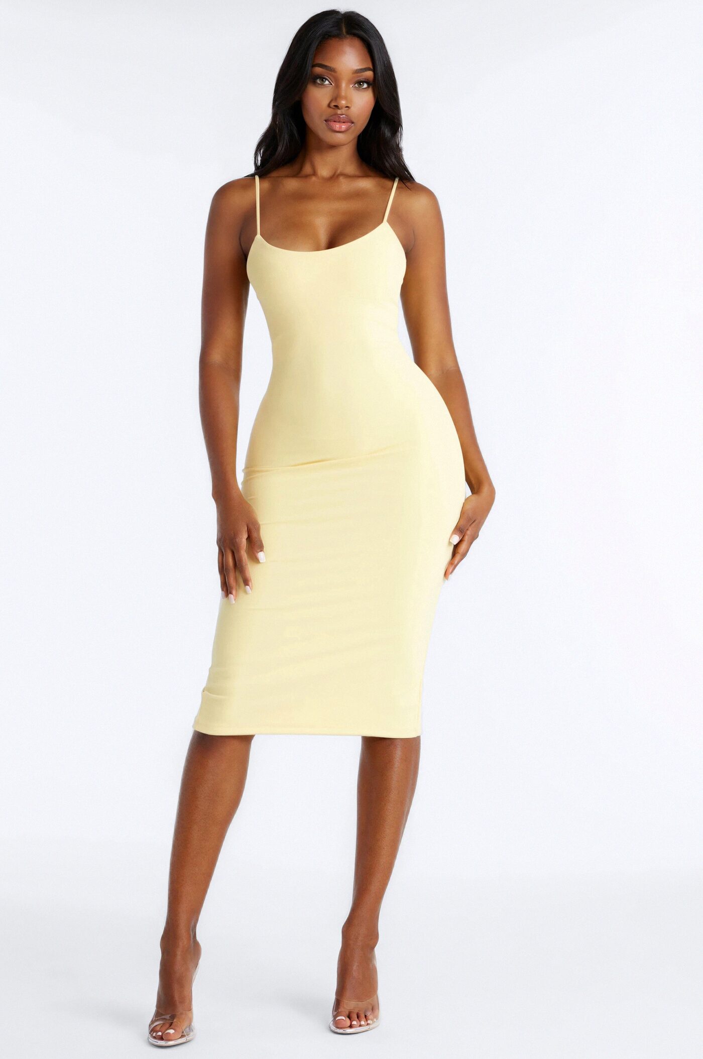 Lylah Double Lined Midi Dress - Butter Yellow