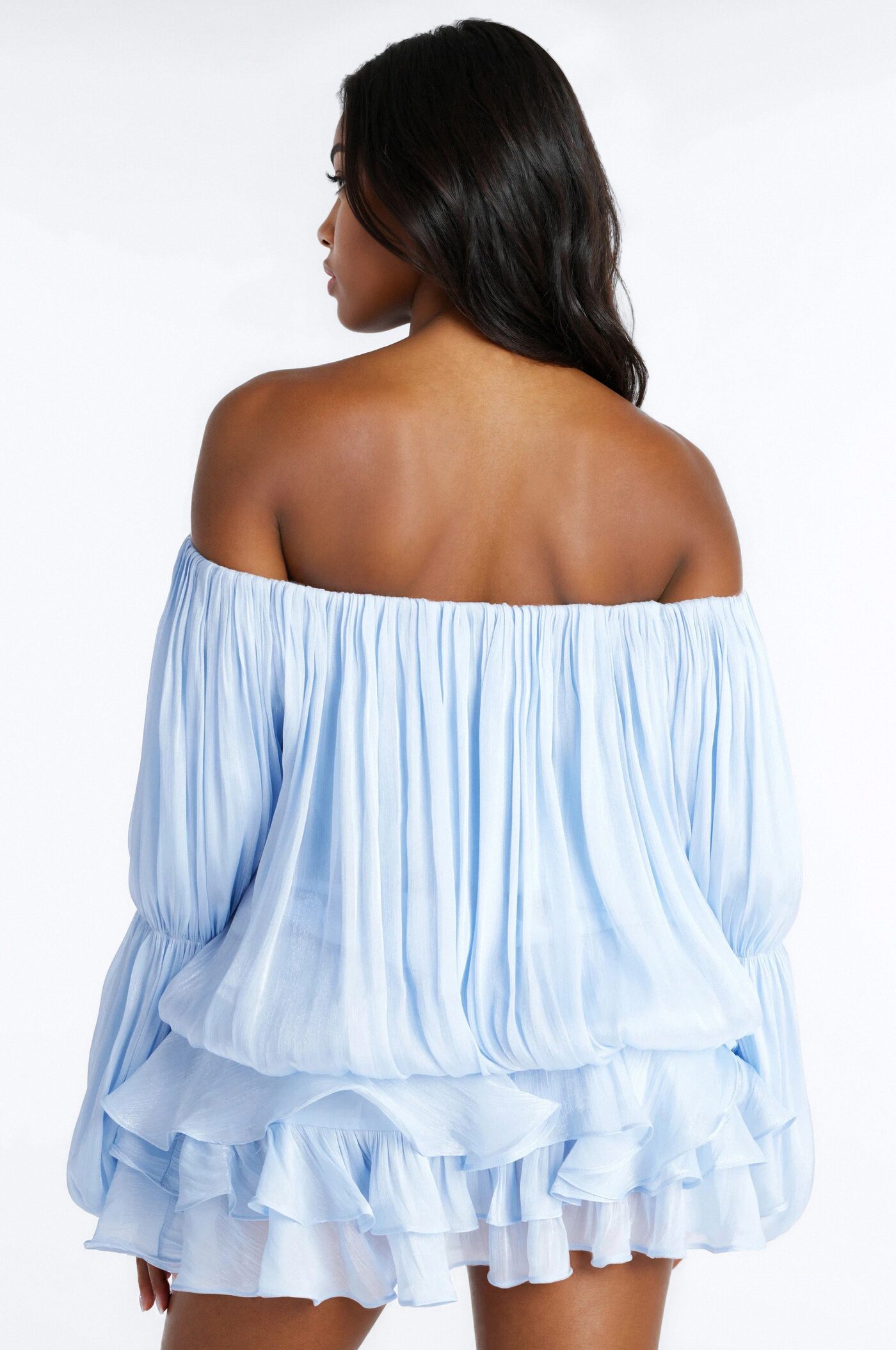 Oralee Off Shoulder Organza Mini Dress - Periwinkle