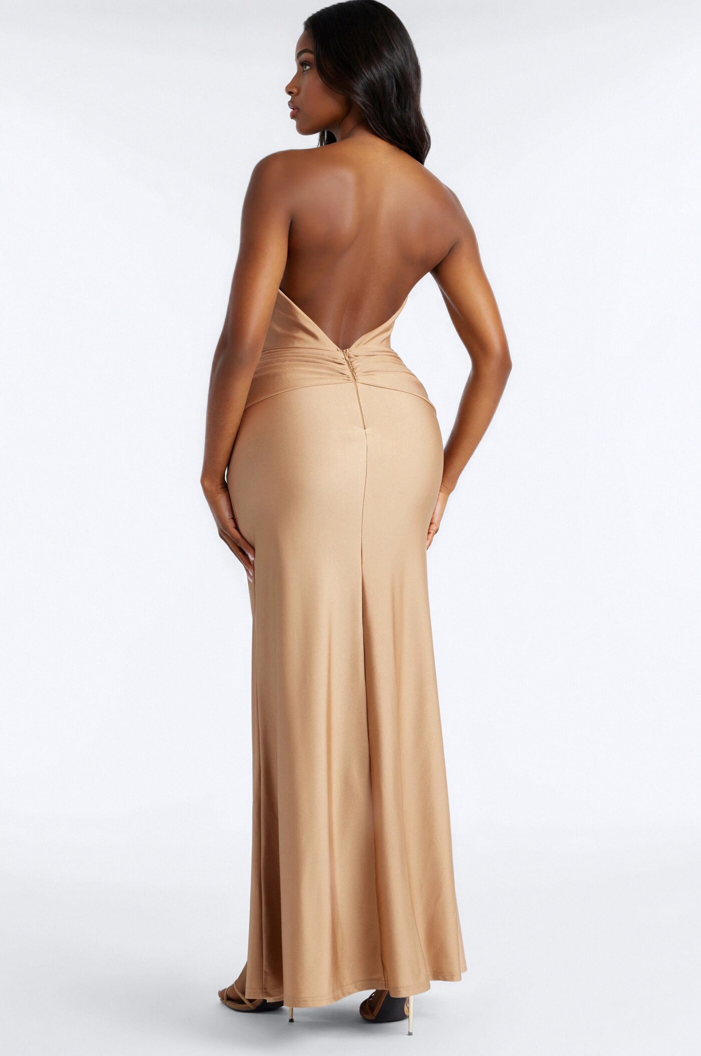 Ferrah Draped Backless Gown - Copper