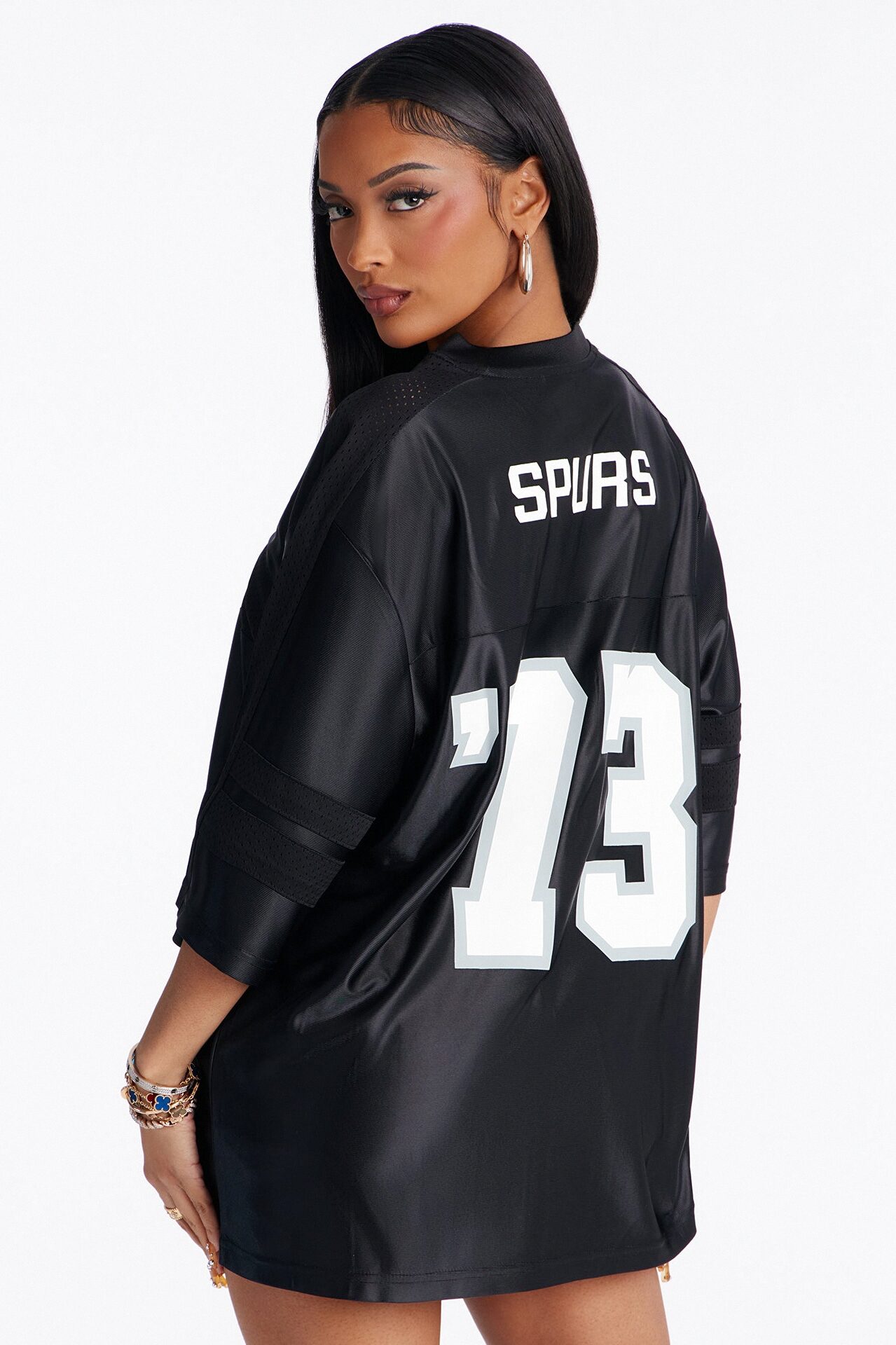 NBA Spurs Oversized Mesh Tee - Black