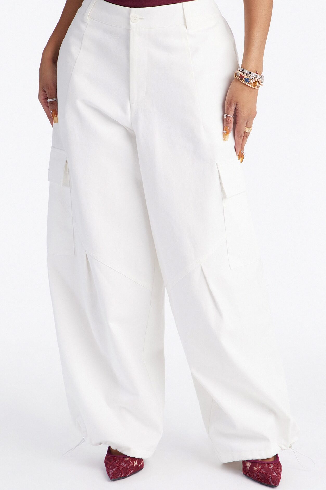 Aerin Mid Rise Cargo Jogger Pant 30″ - Ivory