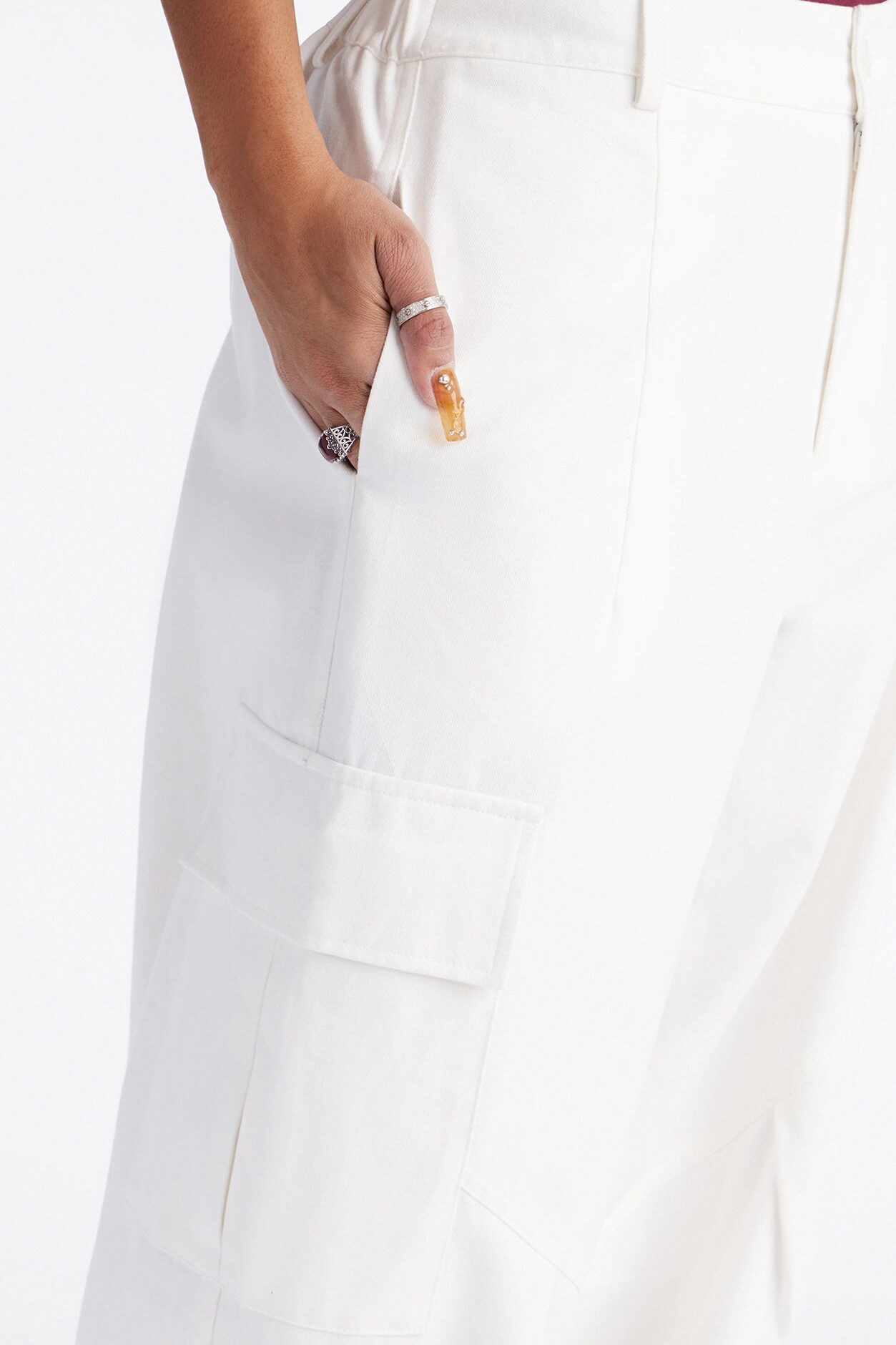 Aerin Mid Rise Cargo Jogger Pant 30″ - Ivory