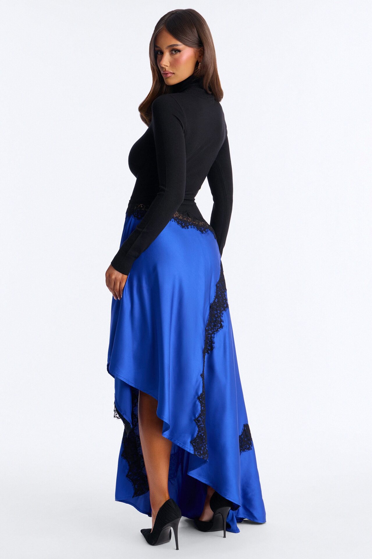 Marielle Lace Trim Maxi Dress - Black/Blue