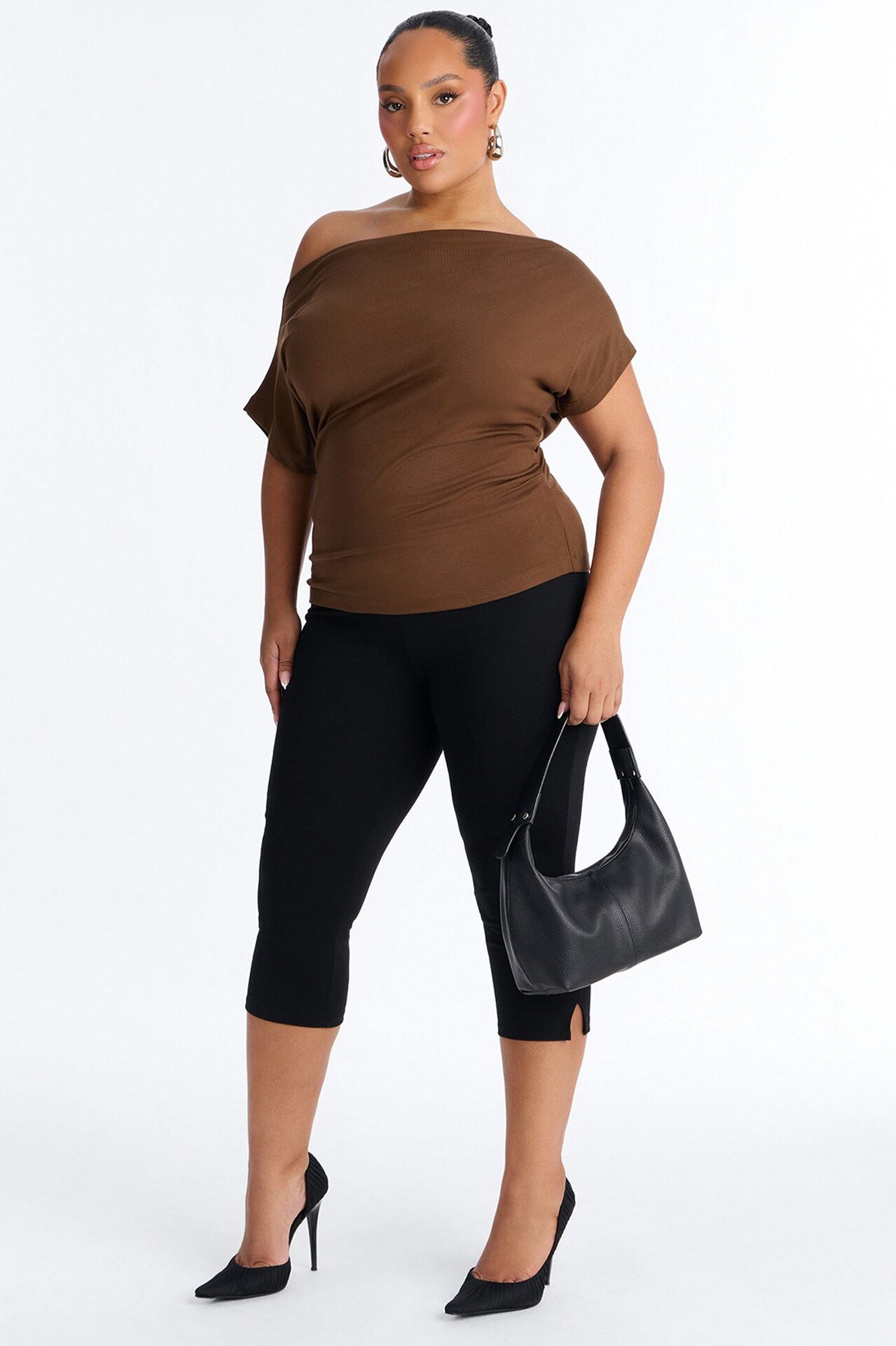 Eva Effortless One Shoulder Top - Chocolate