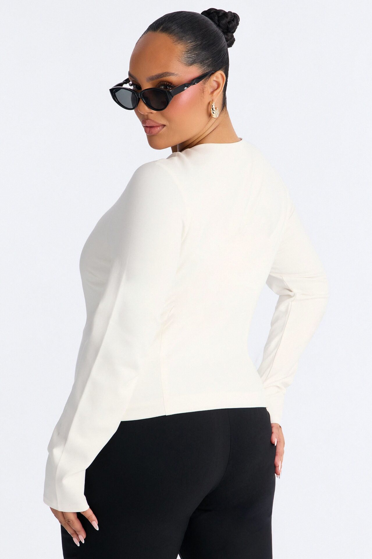 Magnolia Long Sleeve Zip Up Top - White