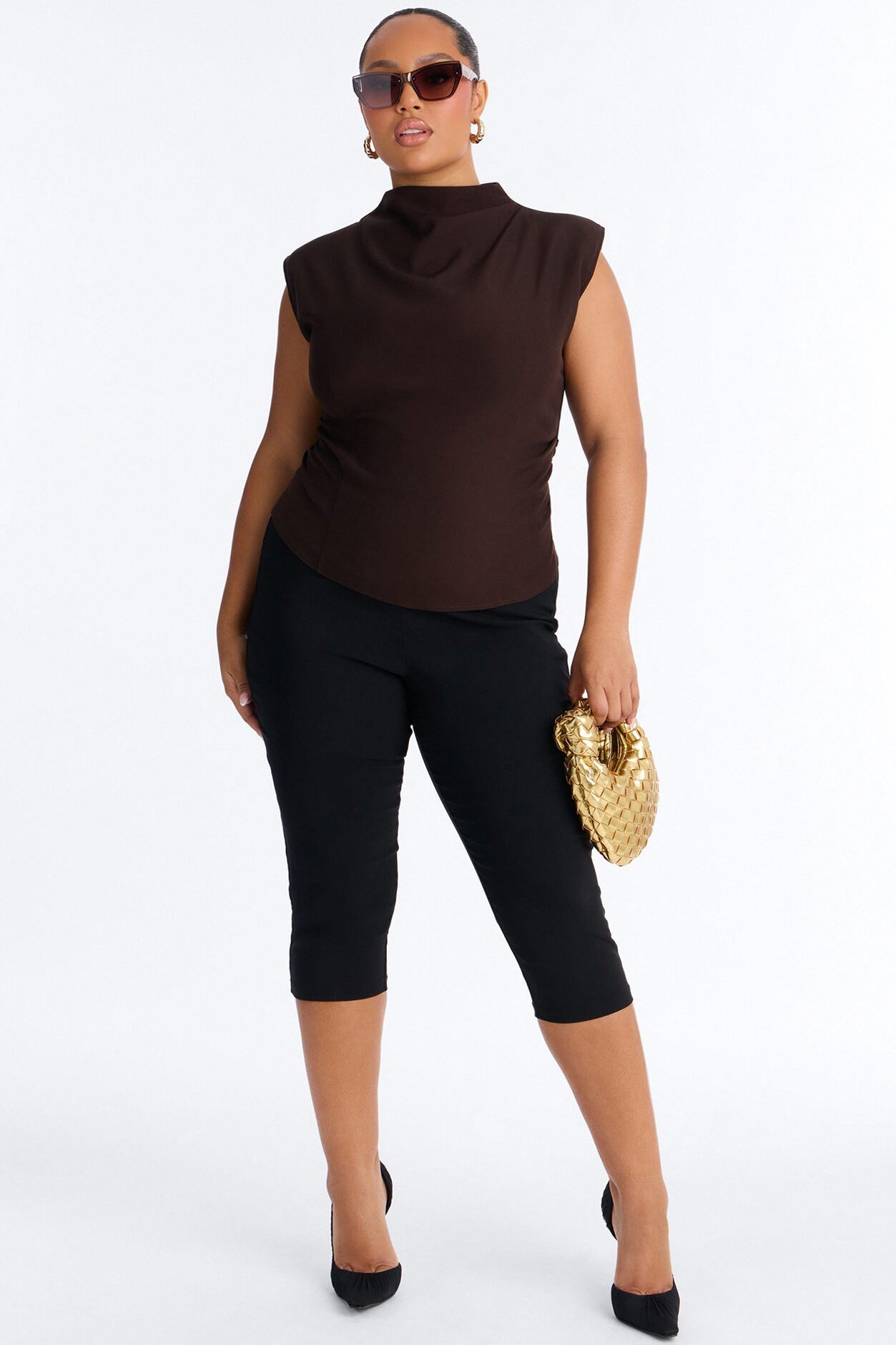No Distractions Shoulder Pads Top - Brown