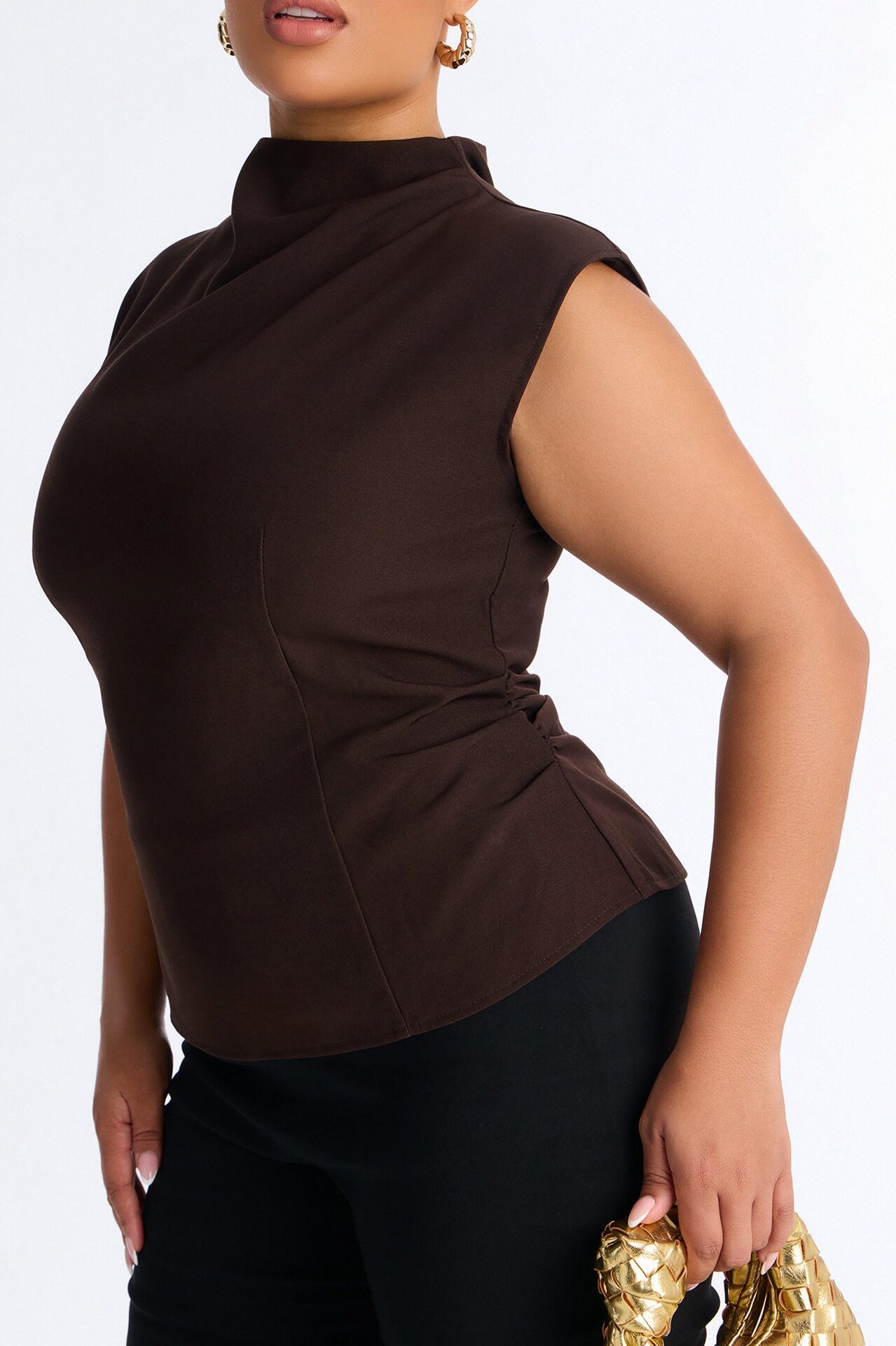 No Distractions Shoulder Pads Top - Brown