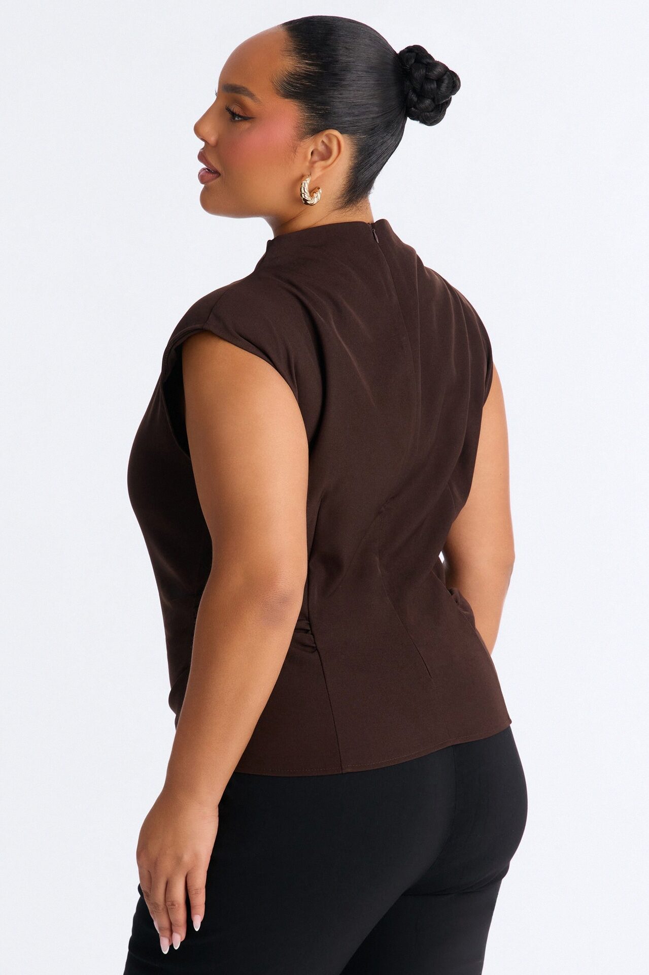 No Distractions Shoulder Pads Top - Brown