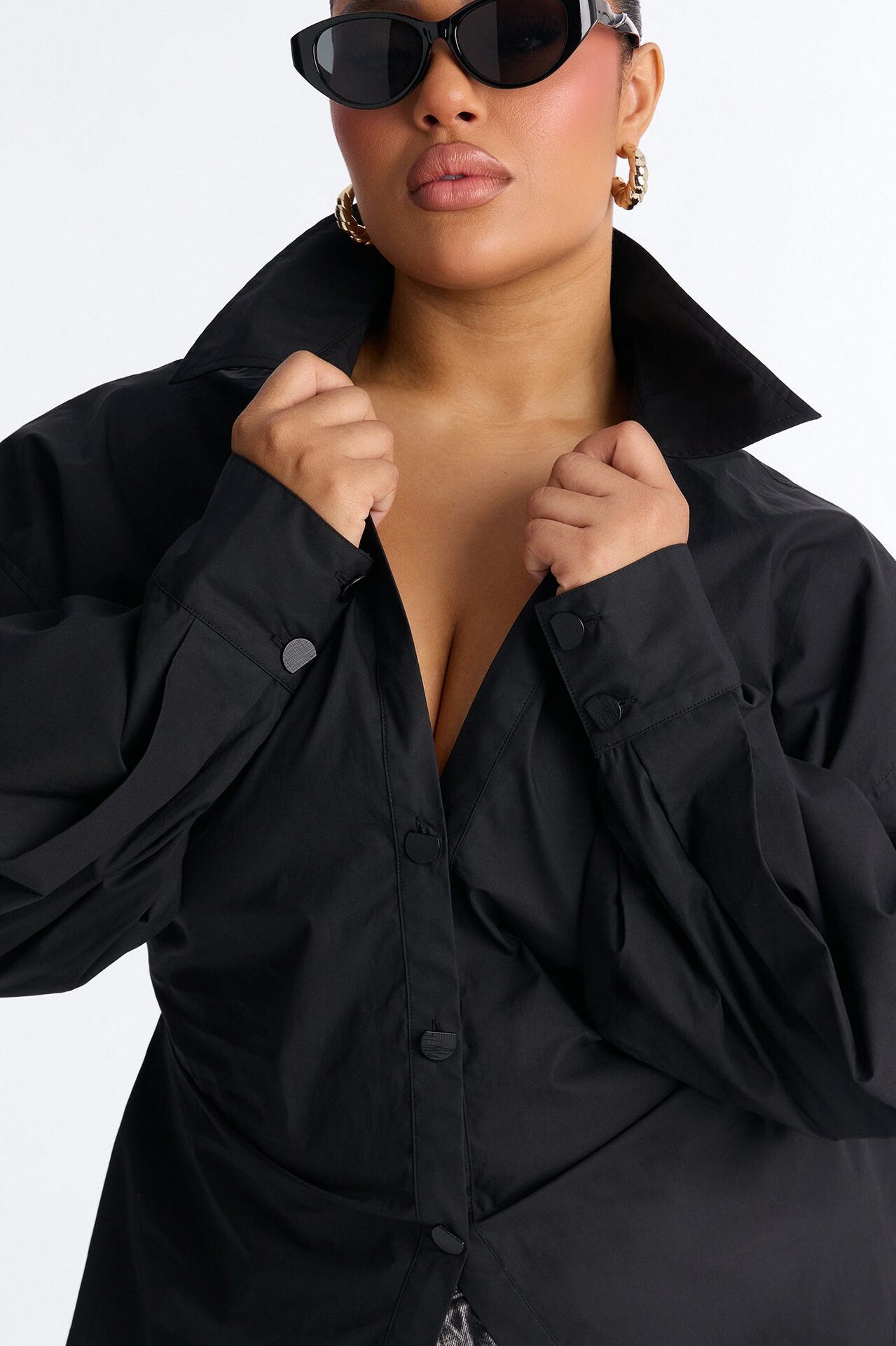 Junie Oversized Button Down Top - Black