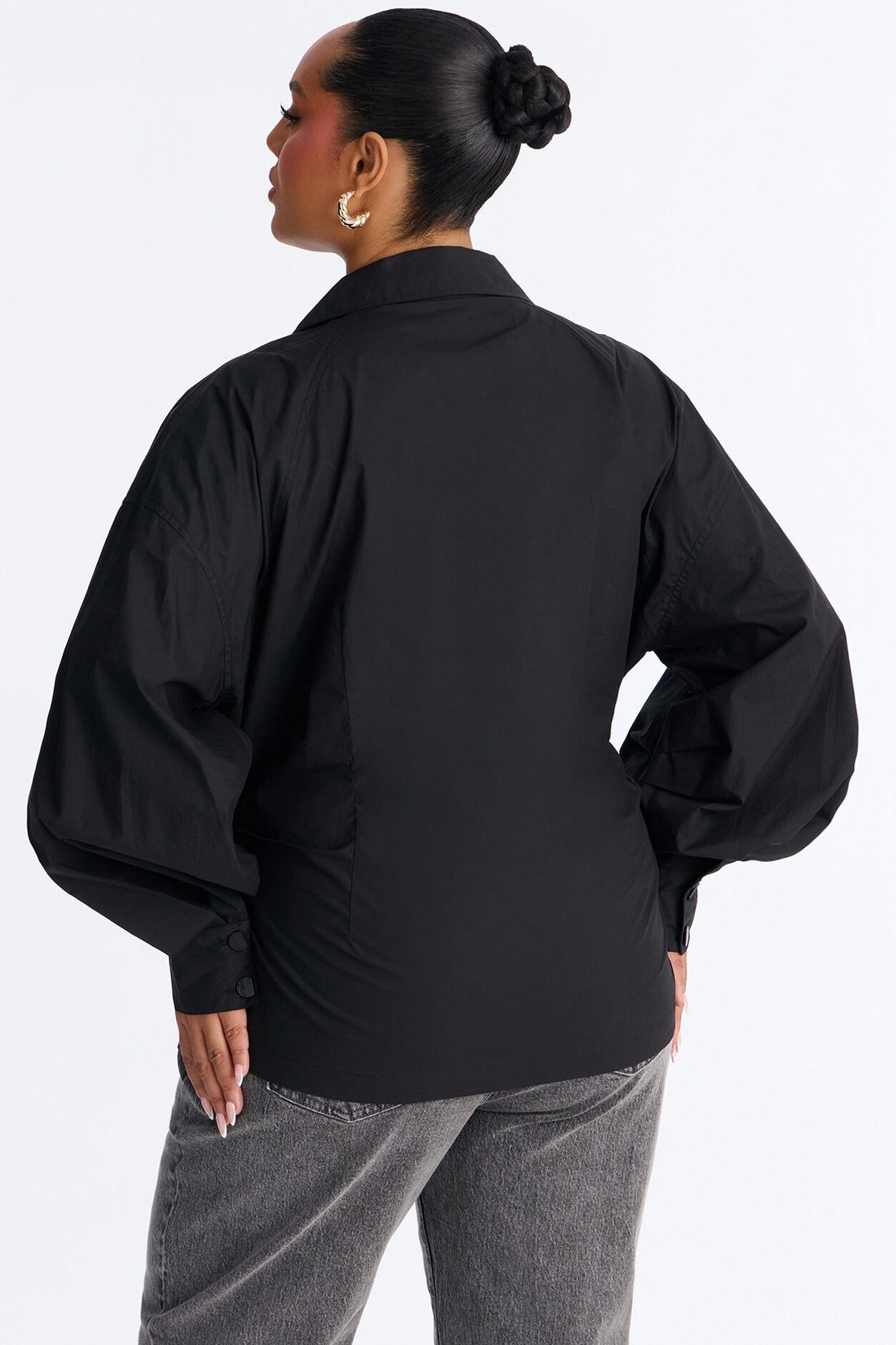Junie Oversized Button Down Top - Black