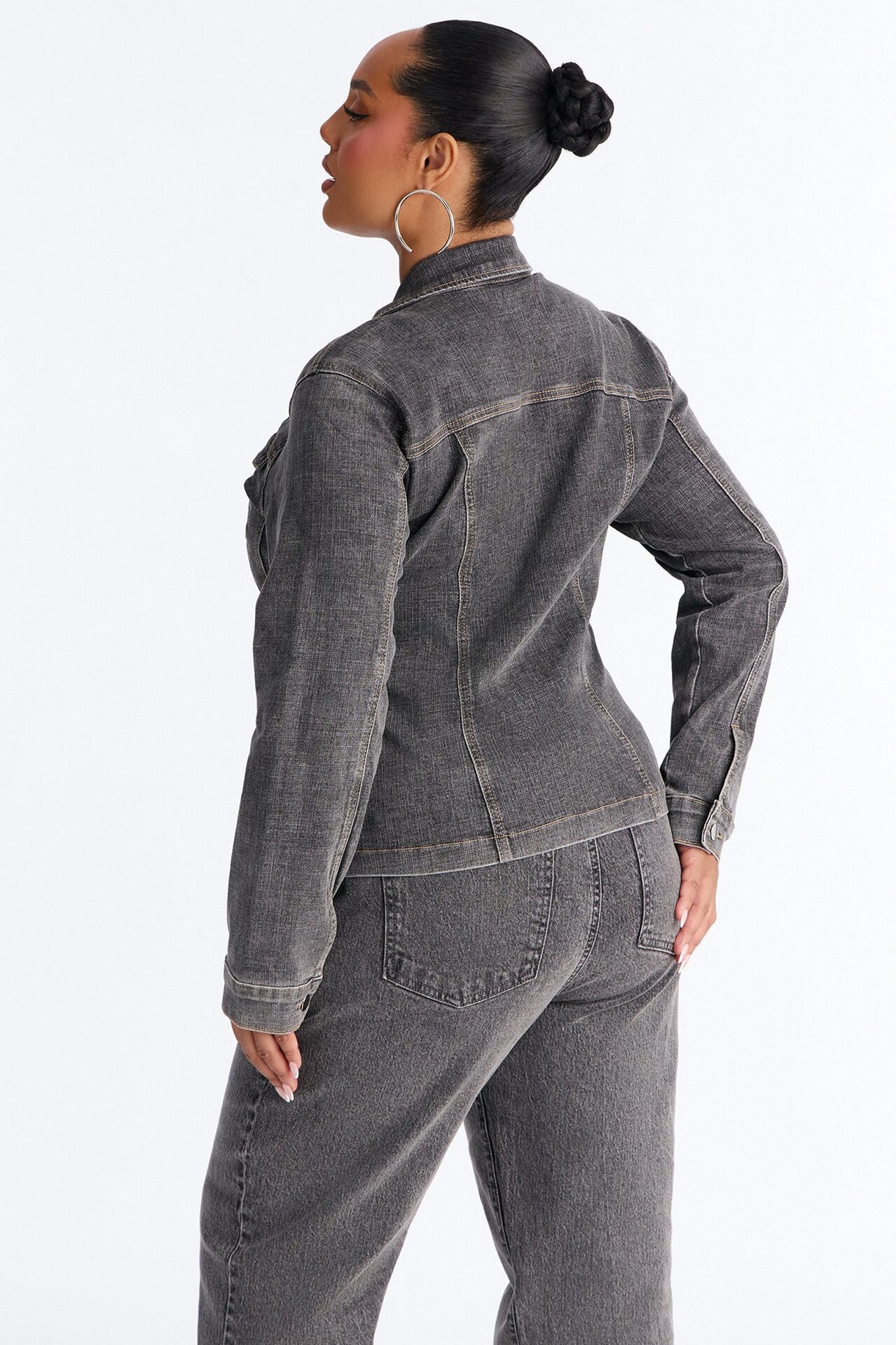 Dearest Darling Shaped Denim Jacket - Grey