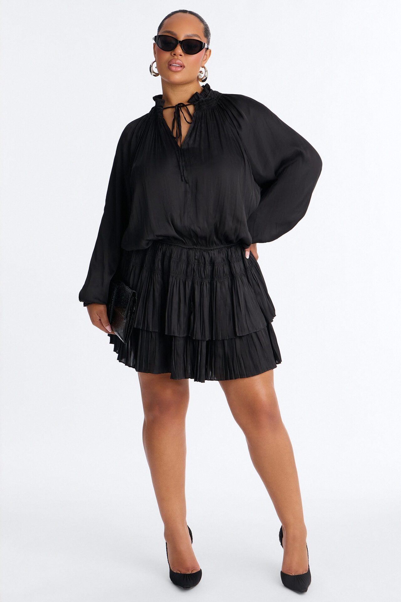 Keep It Cordial Satin Mini Dress - Black