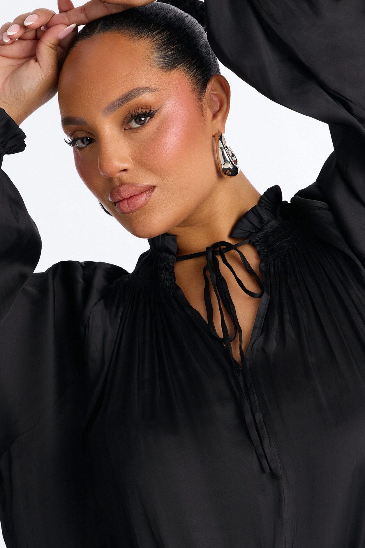 Keep It Cordial Satin Mini Dress - Black