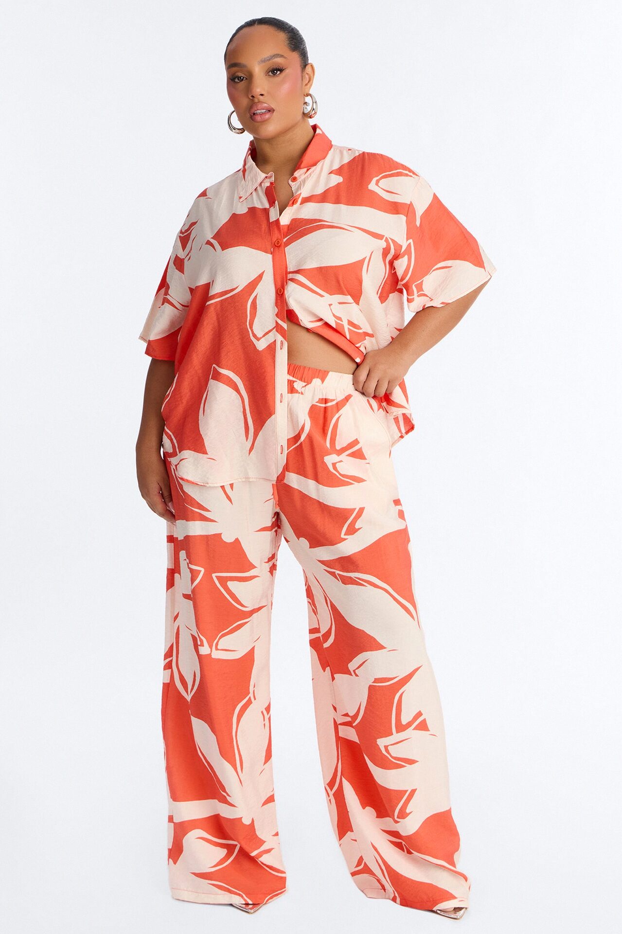 Ready For Vacay Wide Leg Pant Set - Orange