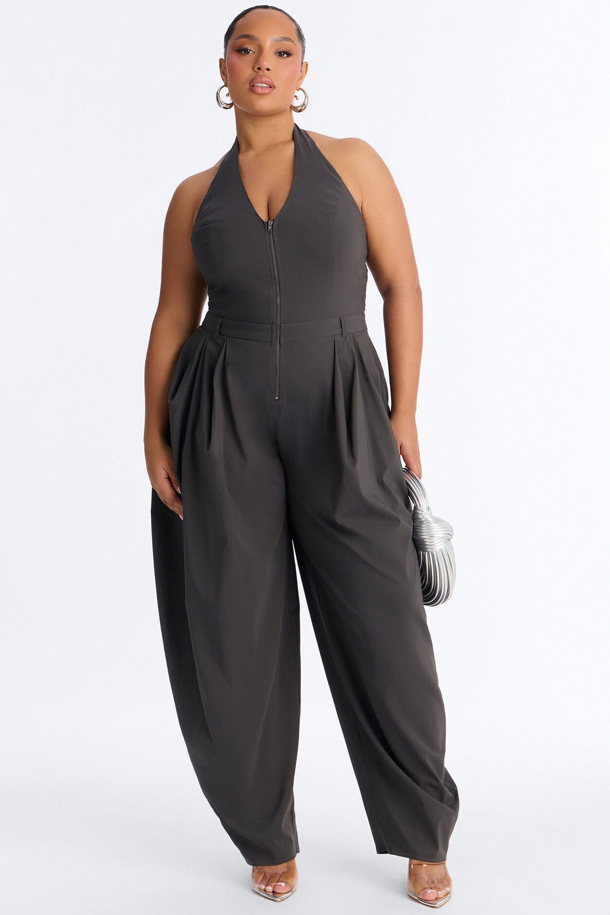 Alyssia Balloon Leg Jumpsuit - Charcoal