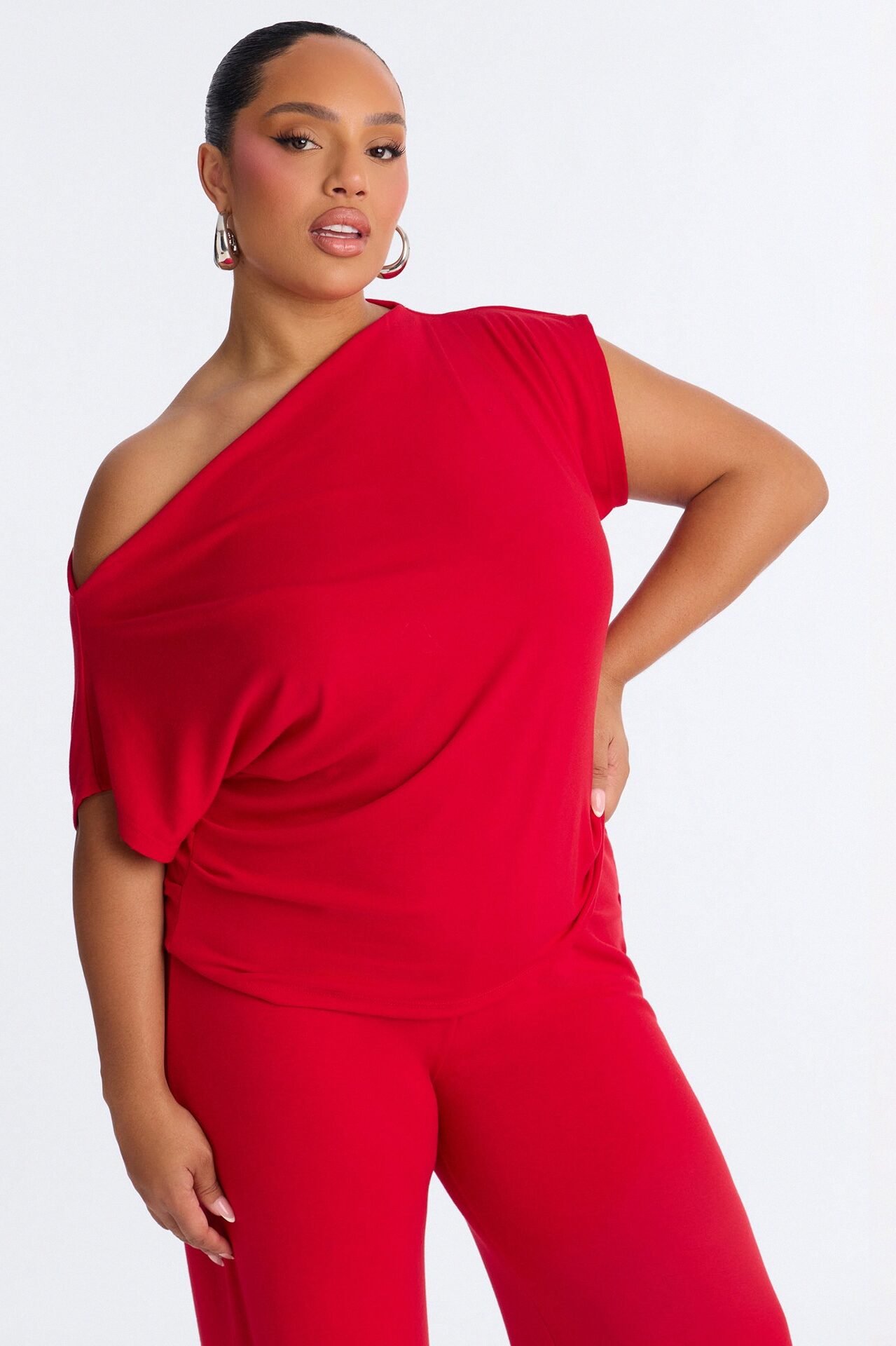 Alicia Off Shoulder Wide Leg Pant Set - Red