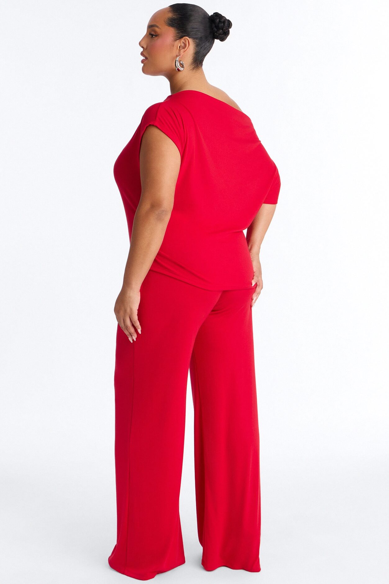 Alicia Off Shoulder Wide Leg Pant Set - Red