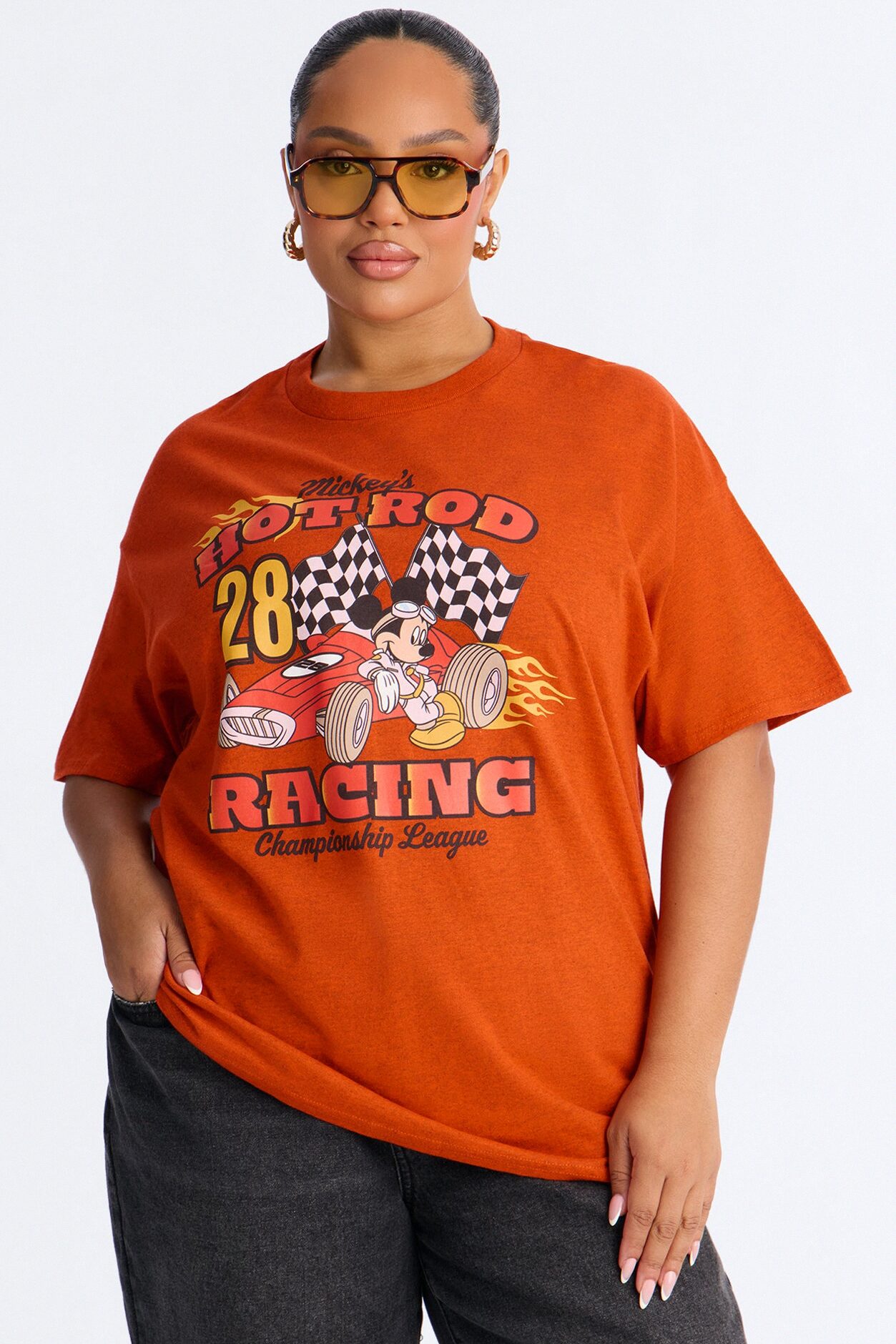 Mickey Racing Hot Rod Tee - Orange