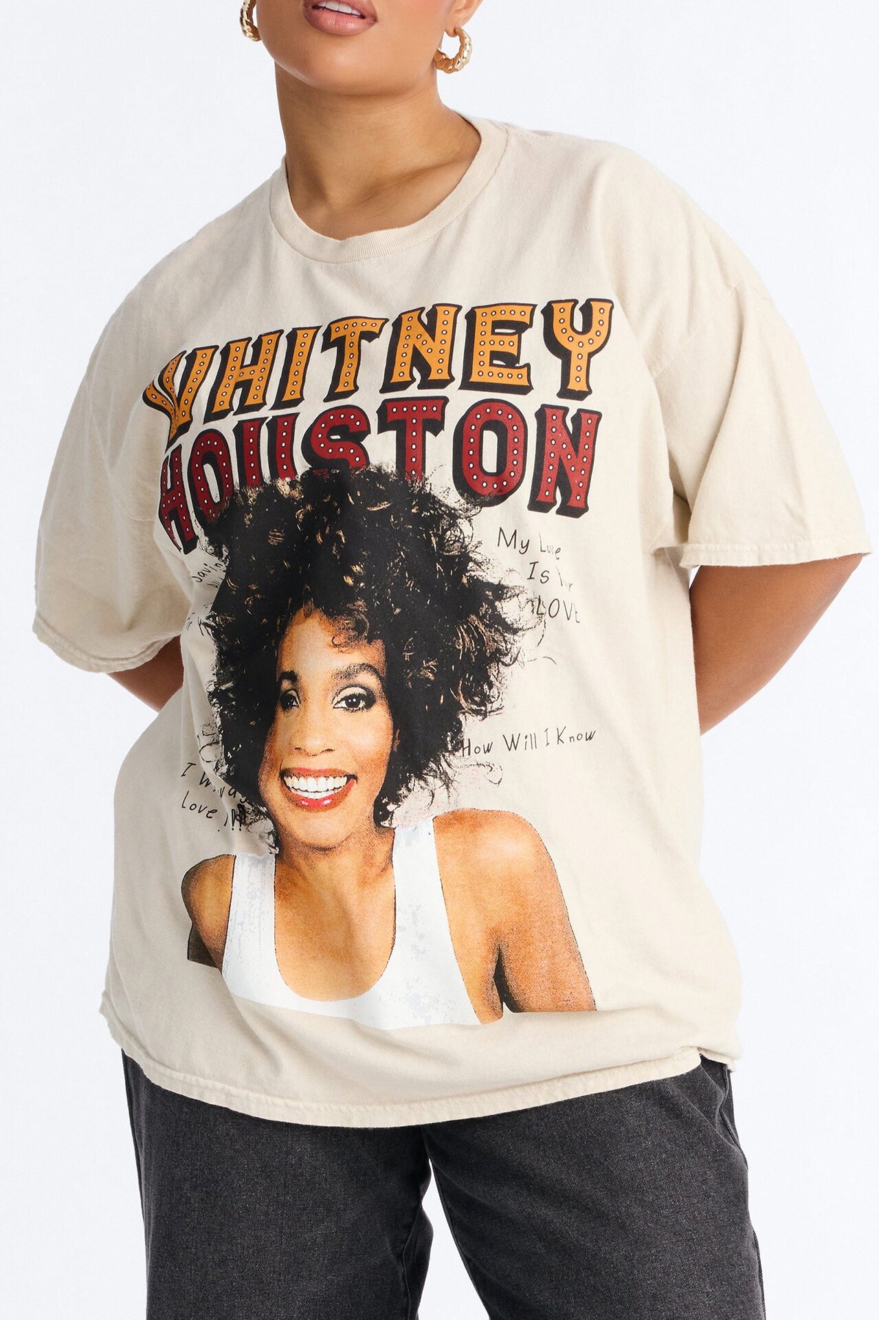 Whitney Houston Songs Washed Tee - Natural