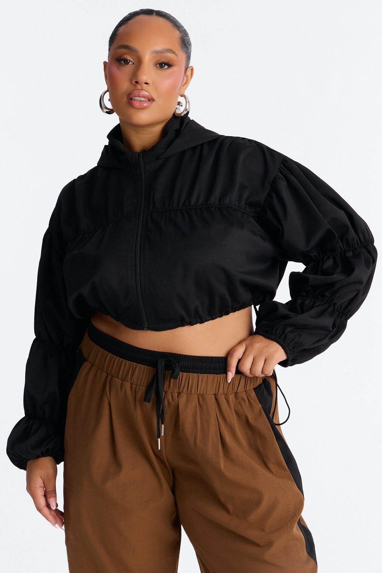 In The Mix Double Waistband Pant Set - Brown/combo