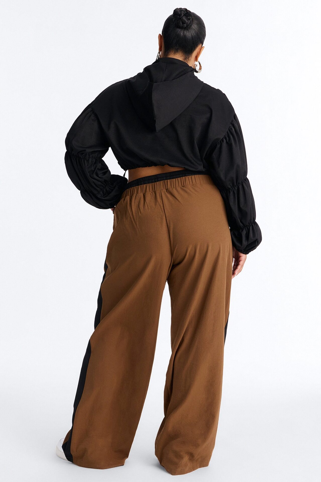 In The Mix Double Waistband Pant Set - Brown/combo