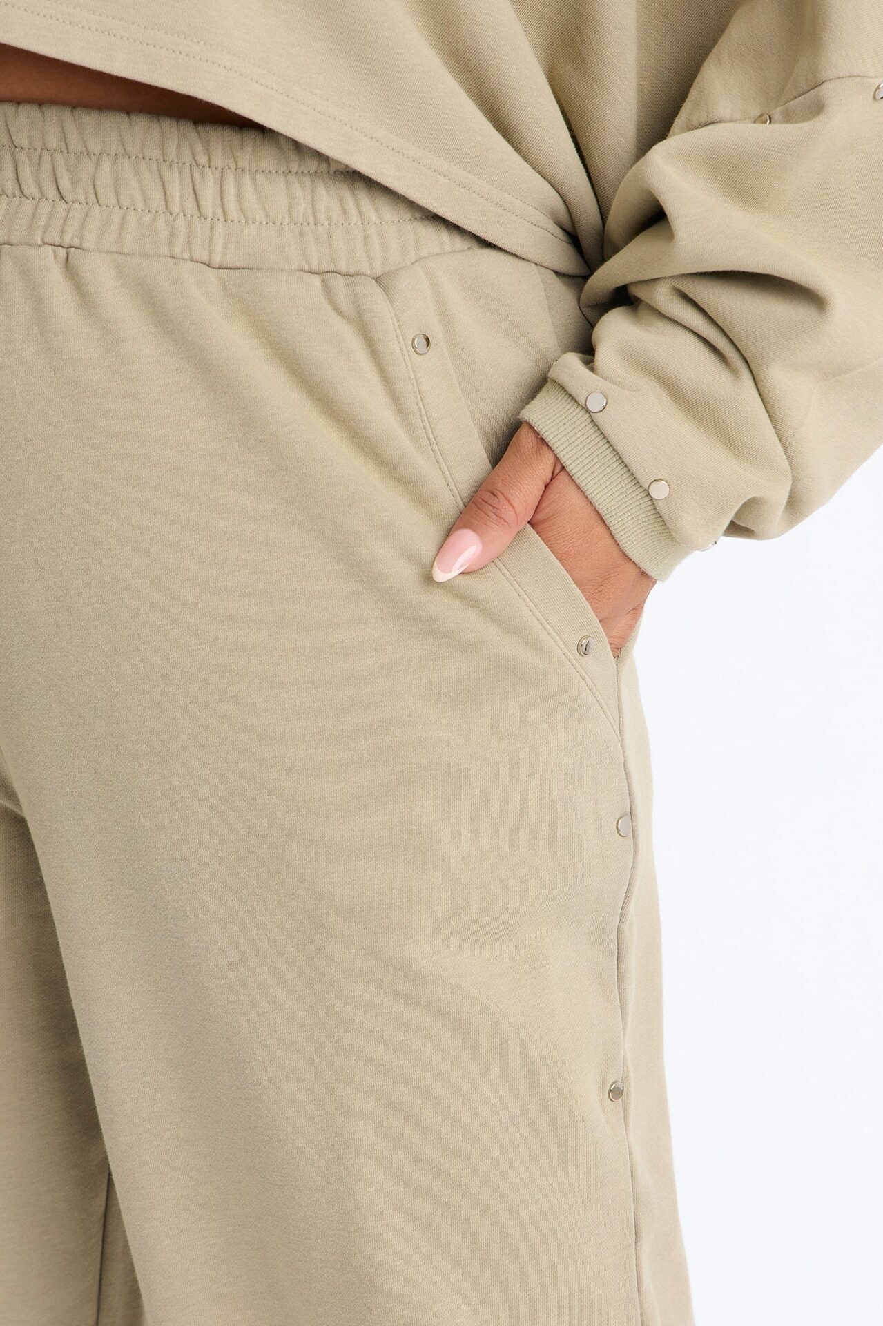 Charlie Washed Studded Pant Set - Sage