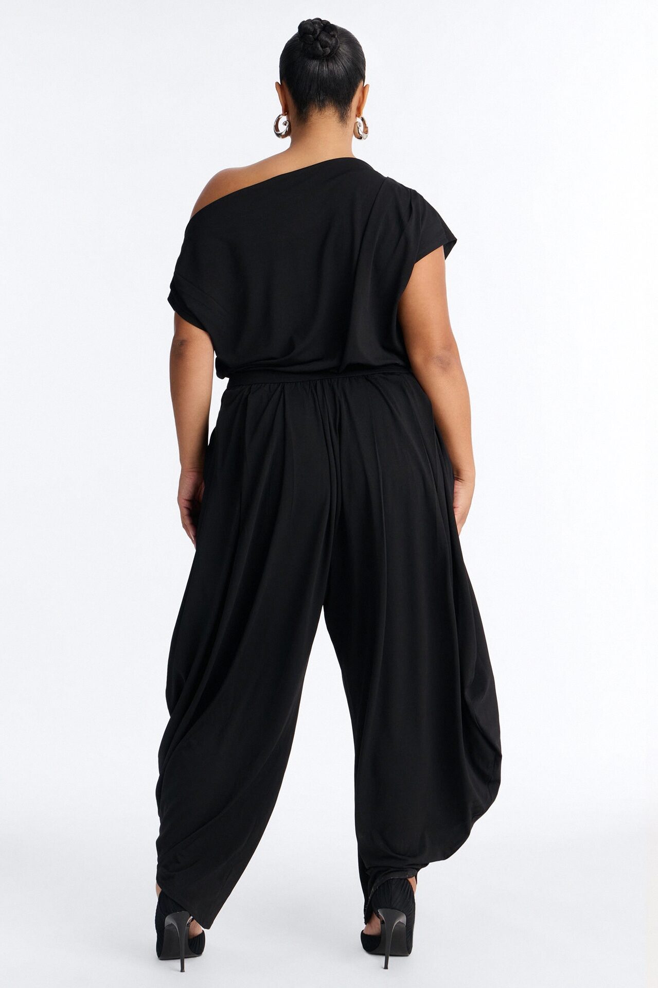 Belina Balloon Leg Off Shoulder Jumpsuit - Black