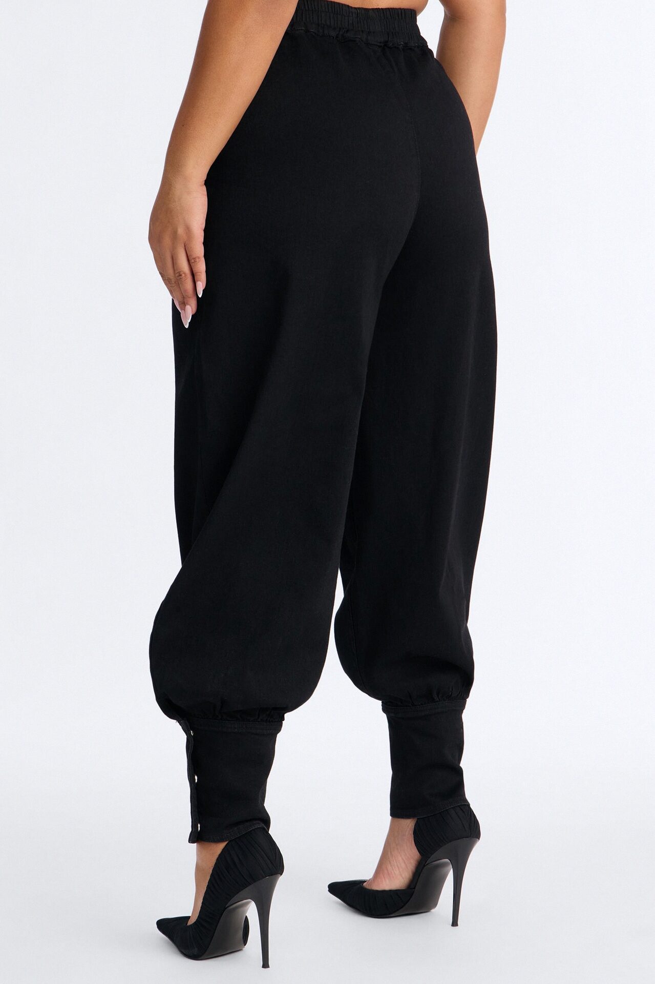 Destination Unknown Drapey Denim Balloon Jeans - Black