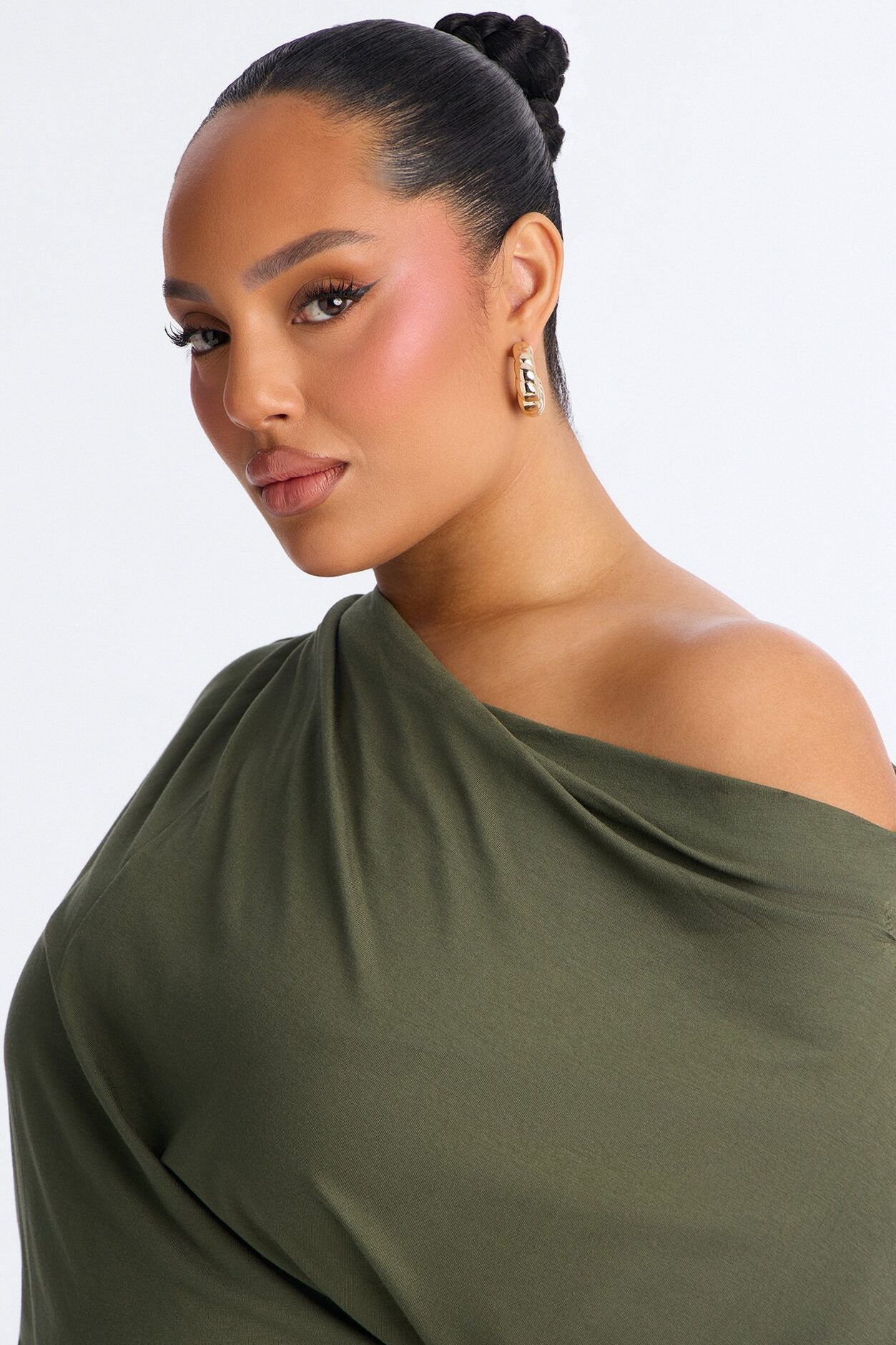 Flatter Me Off Shoulder Bodysuit - Olive
