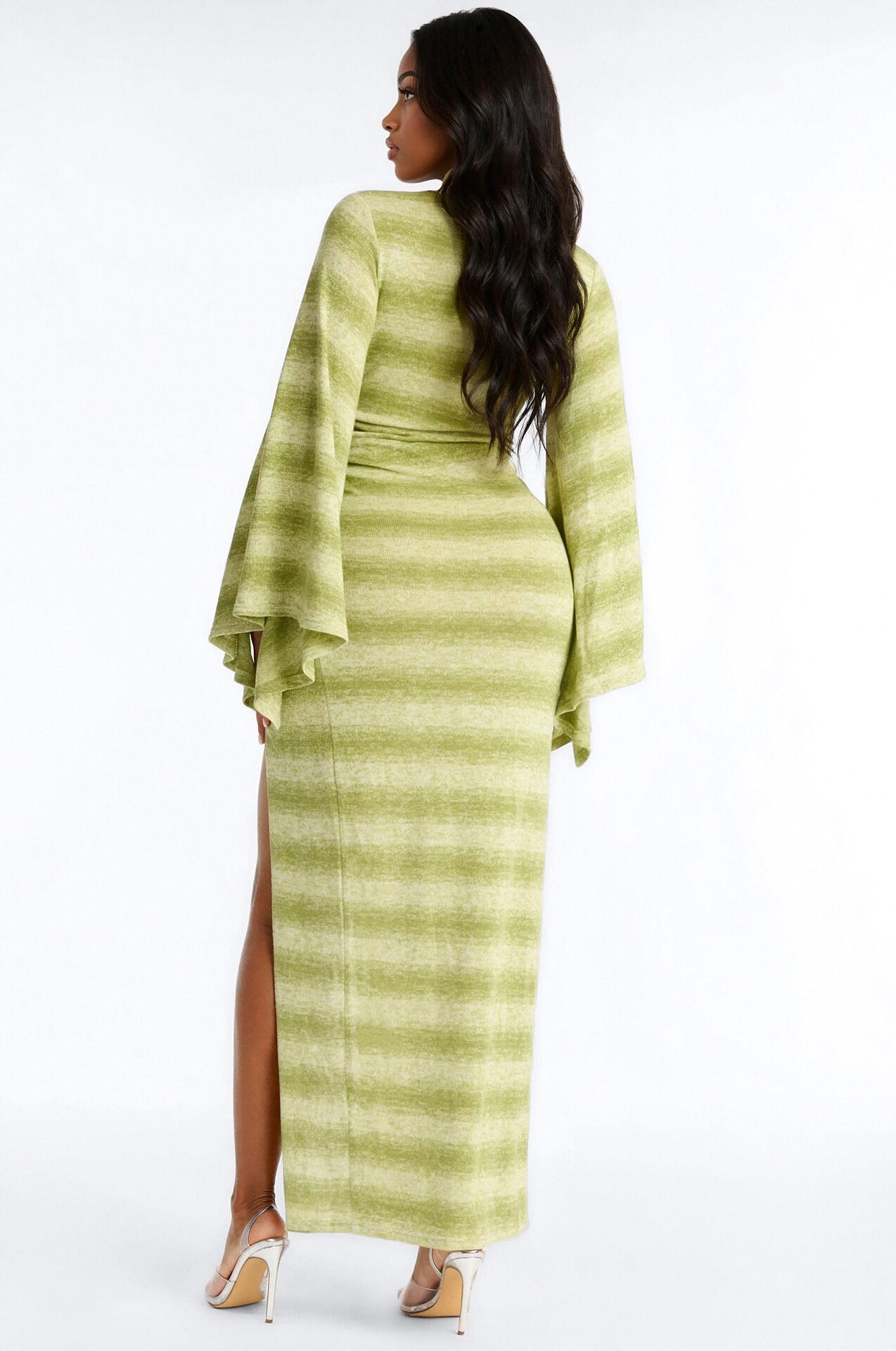 Keep It Cute Bell Sleeve Sweater Maxi Dress - Green