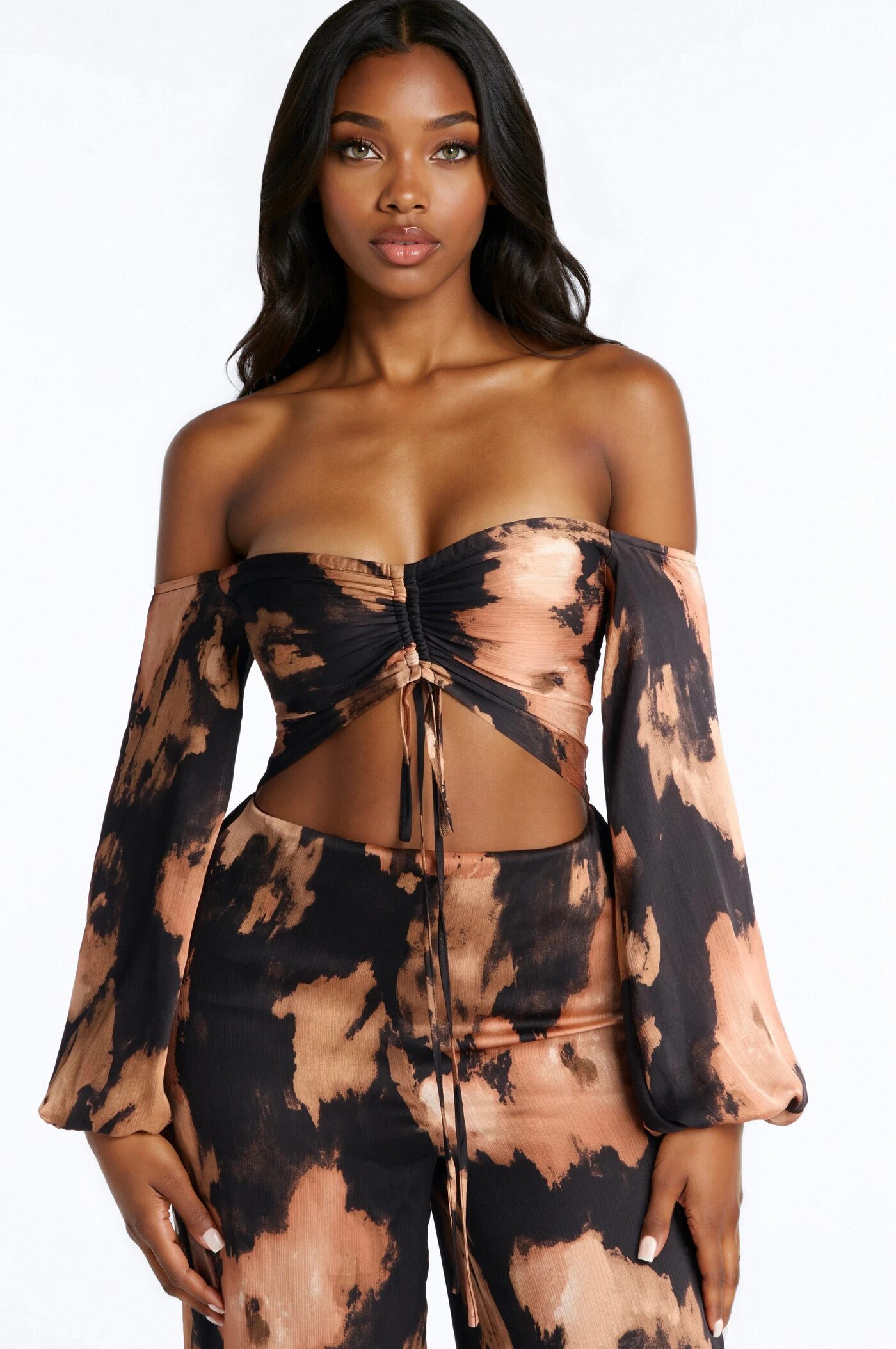 Simone Satin Wide Leg Jumpsuit - Black/combo