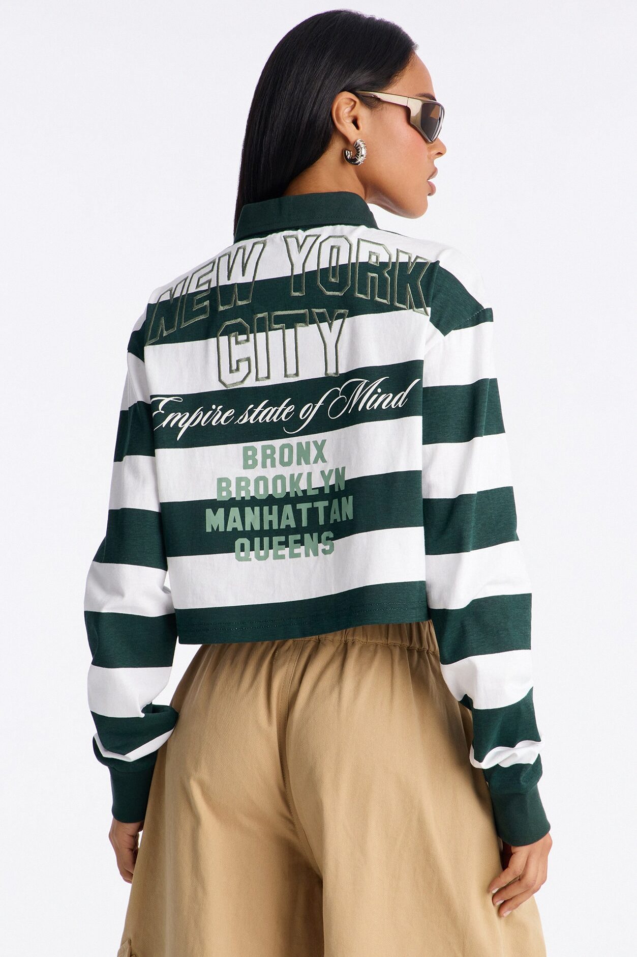New York City Striped Long Sleeve Top - Green/combo