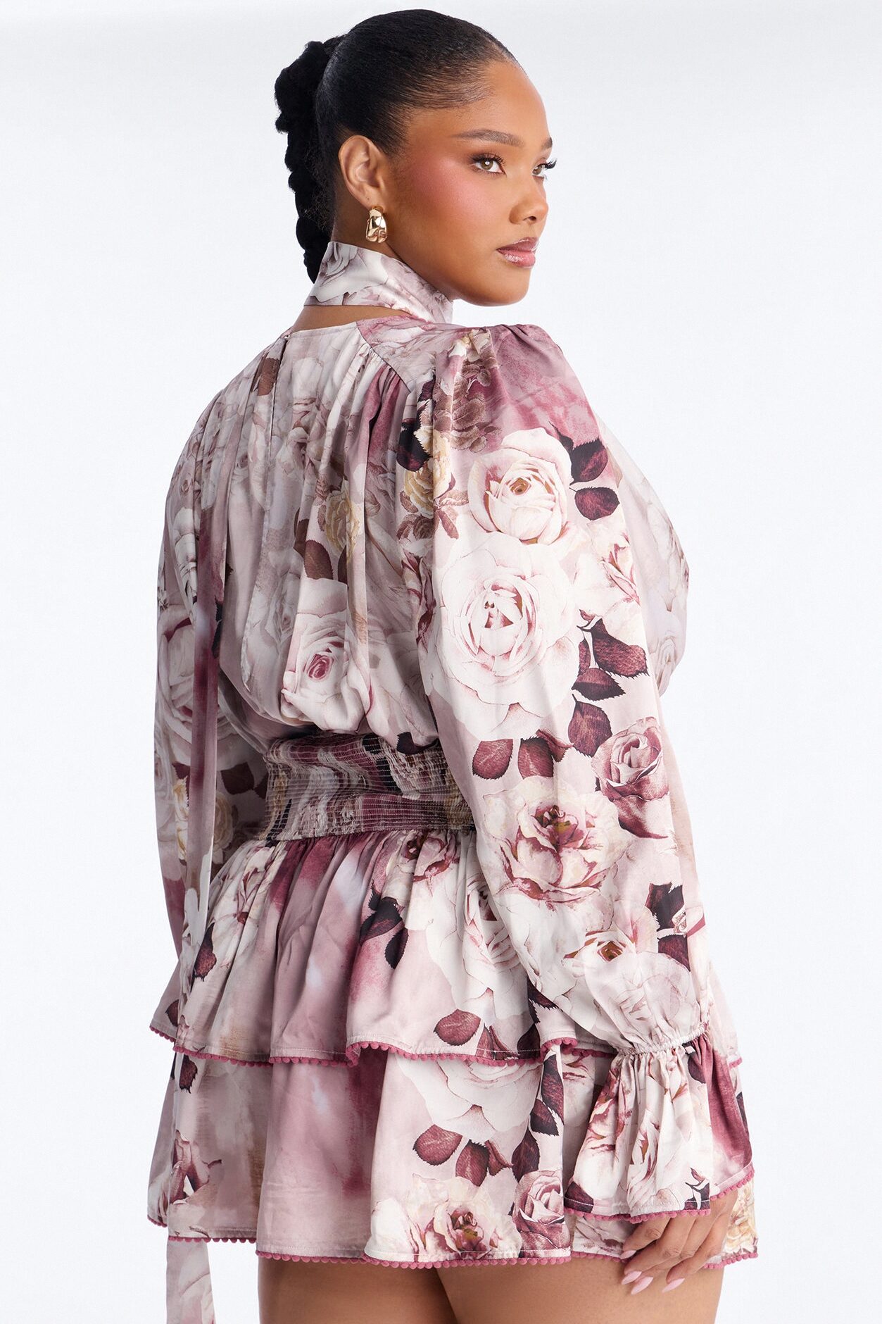 Maryam Ruffle Satin Mini Dress - Mauve/combo
