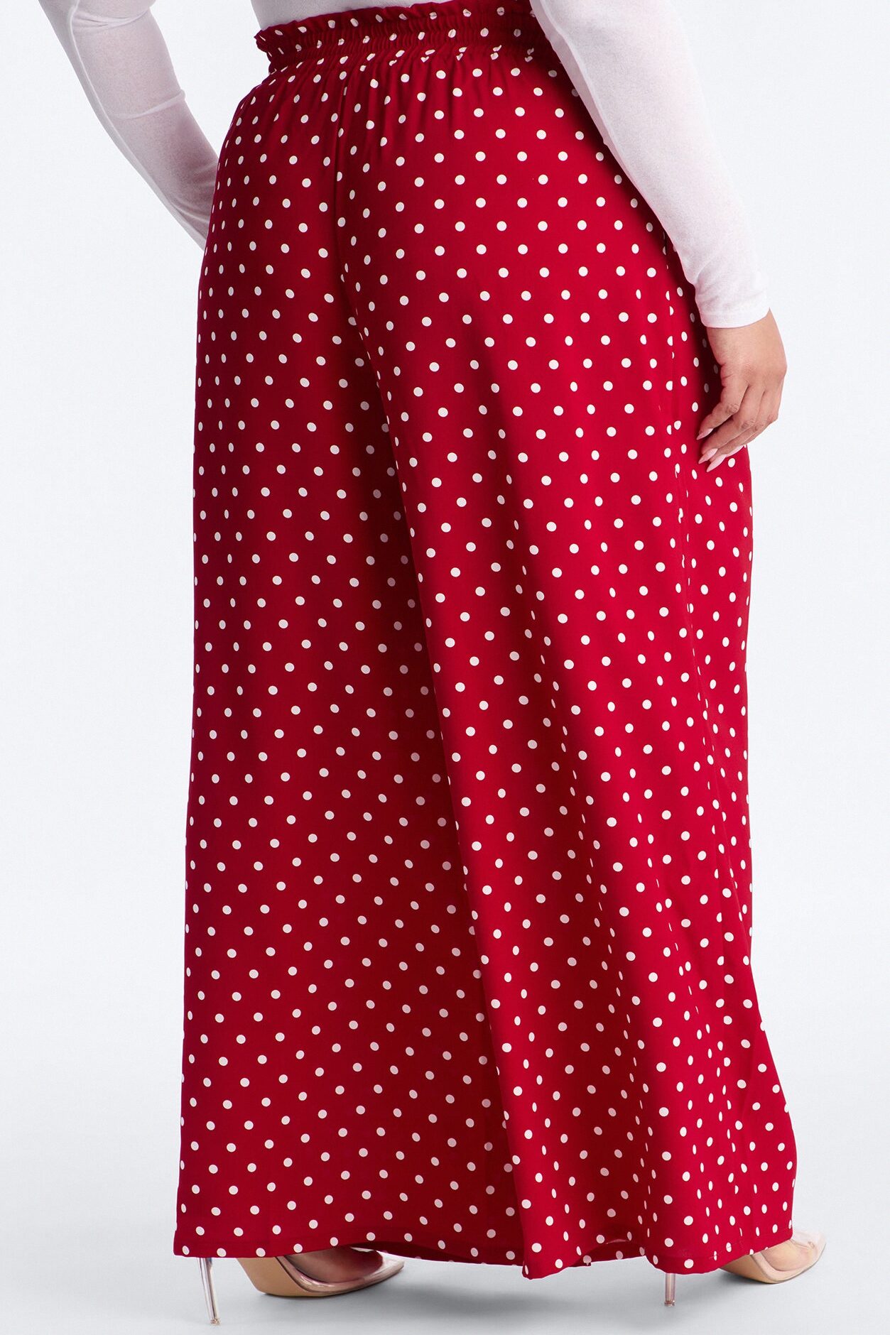 Ella Polka Dot Wide Leg Pant - Red/White