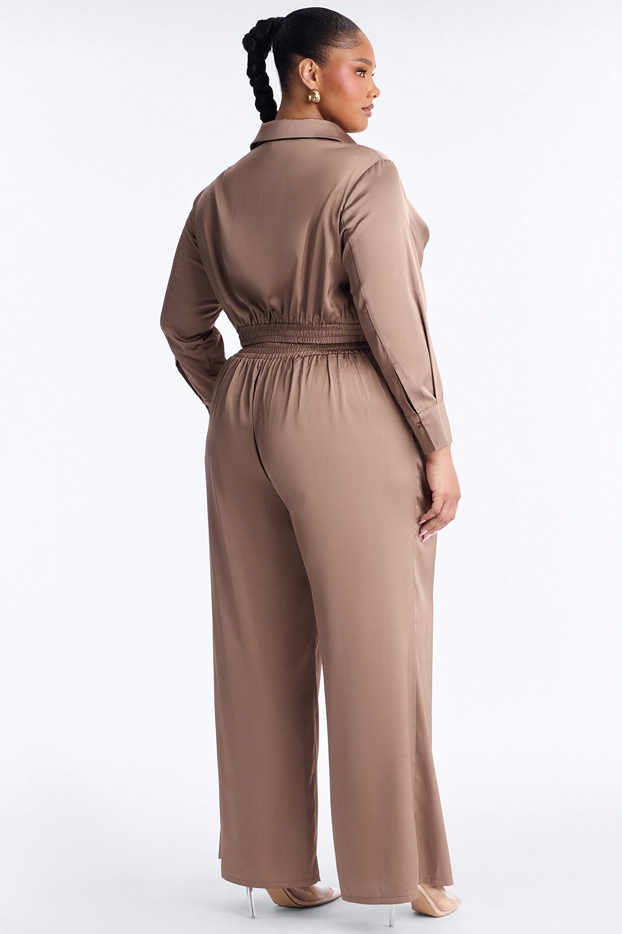 Champagne Dreams Satin Pant Set - Bronze