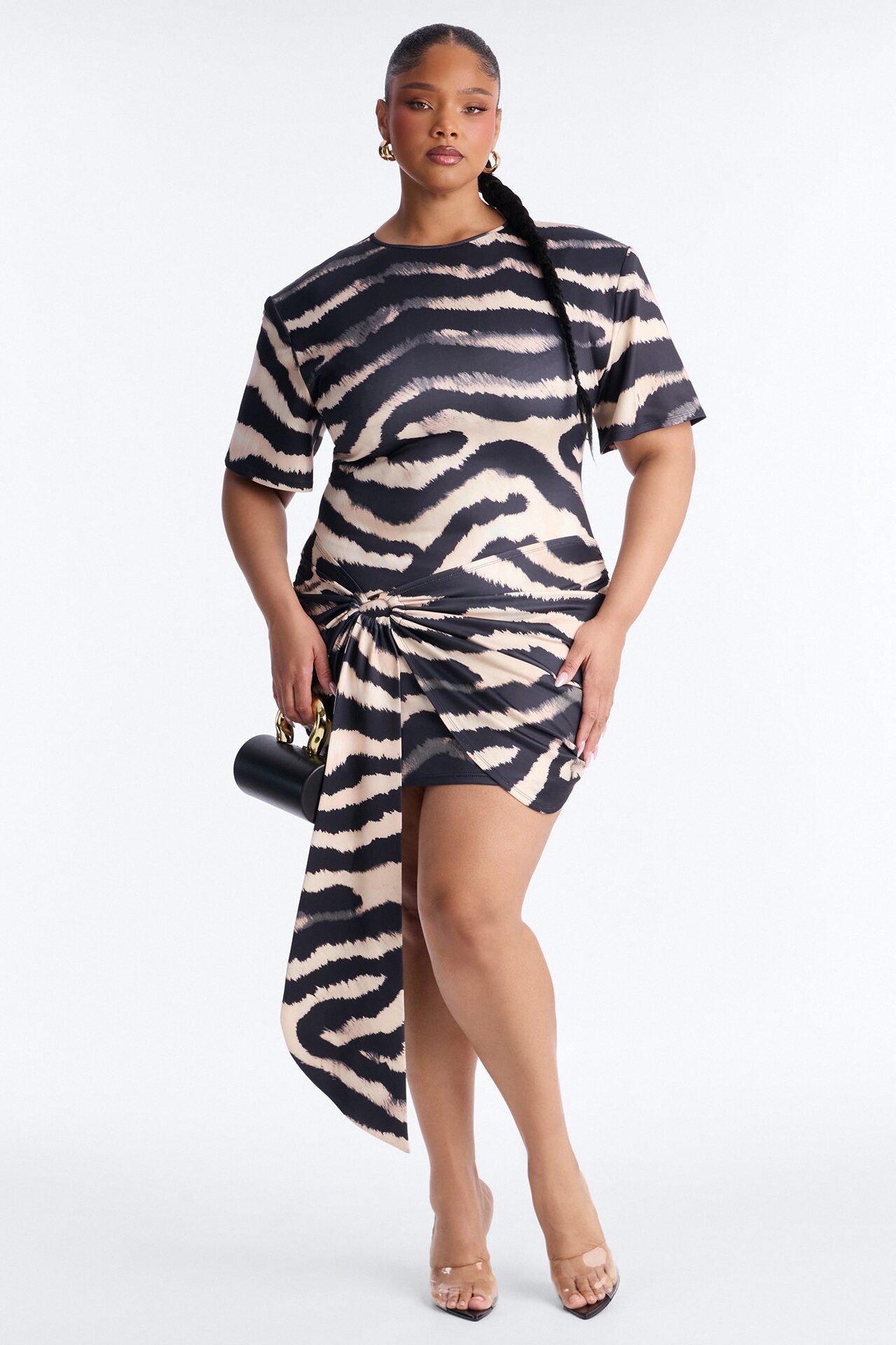 Catwalk Draped Scuba Mini Dress - Black/combo