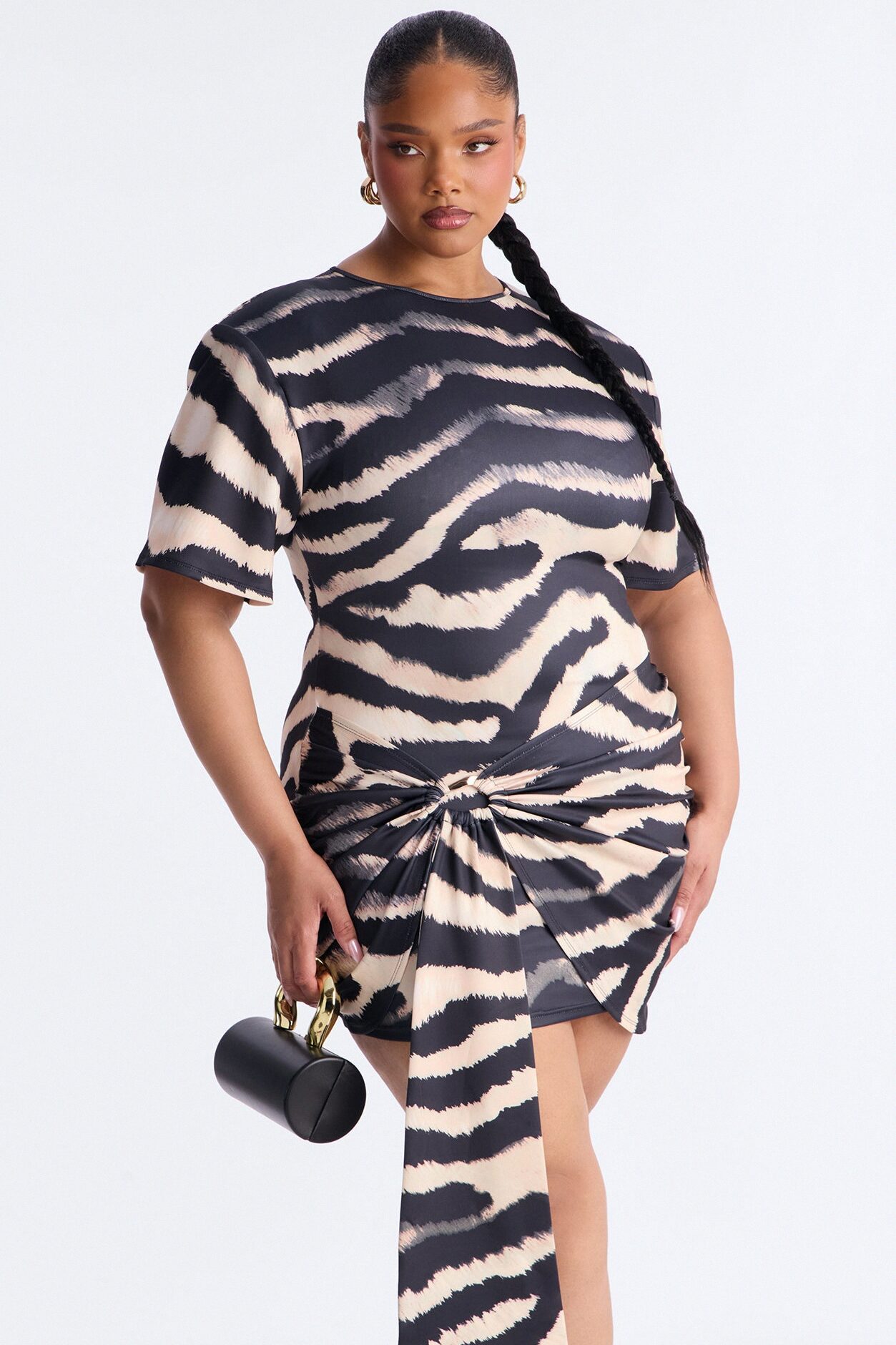 Catwalk Draped Scuba Mini Dress - Black/combo