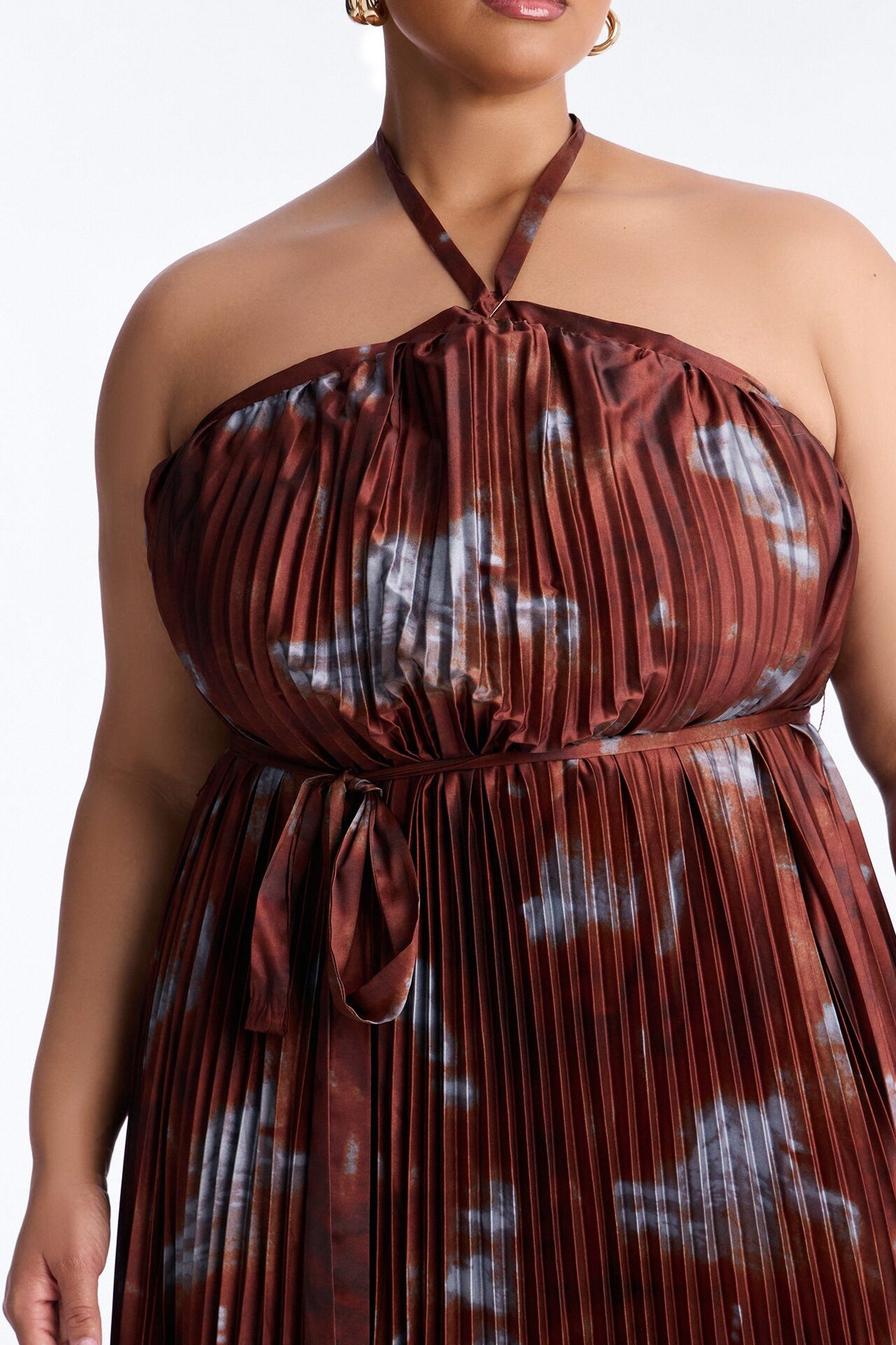 Flirting Plisse Maxi Dress - Brown/combo