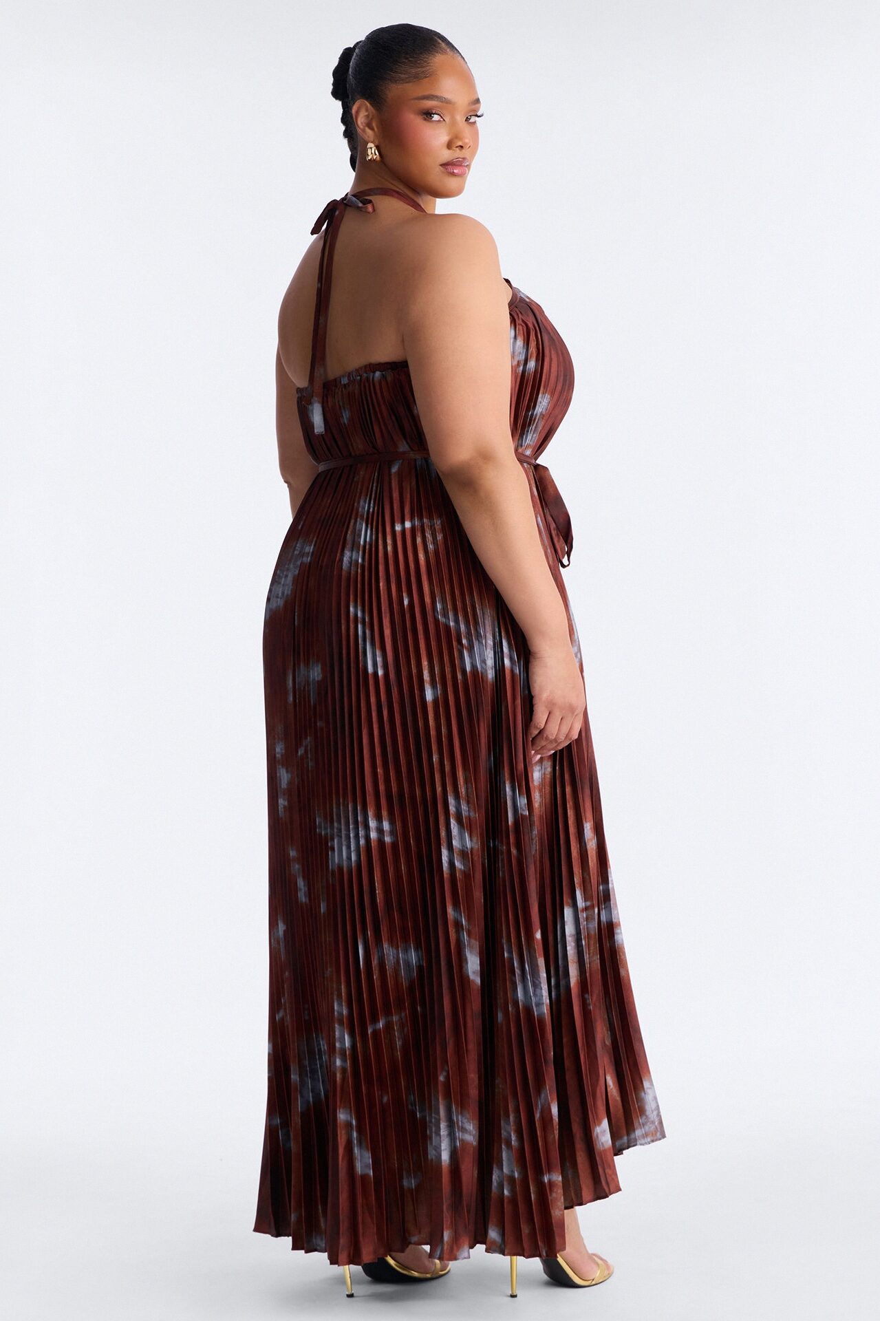 Flirting Plisse Maxi Dress - Brown/combo