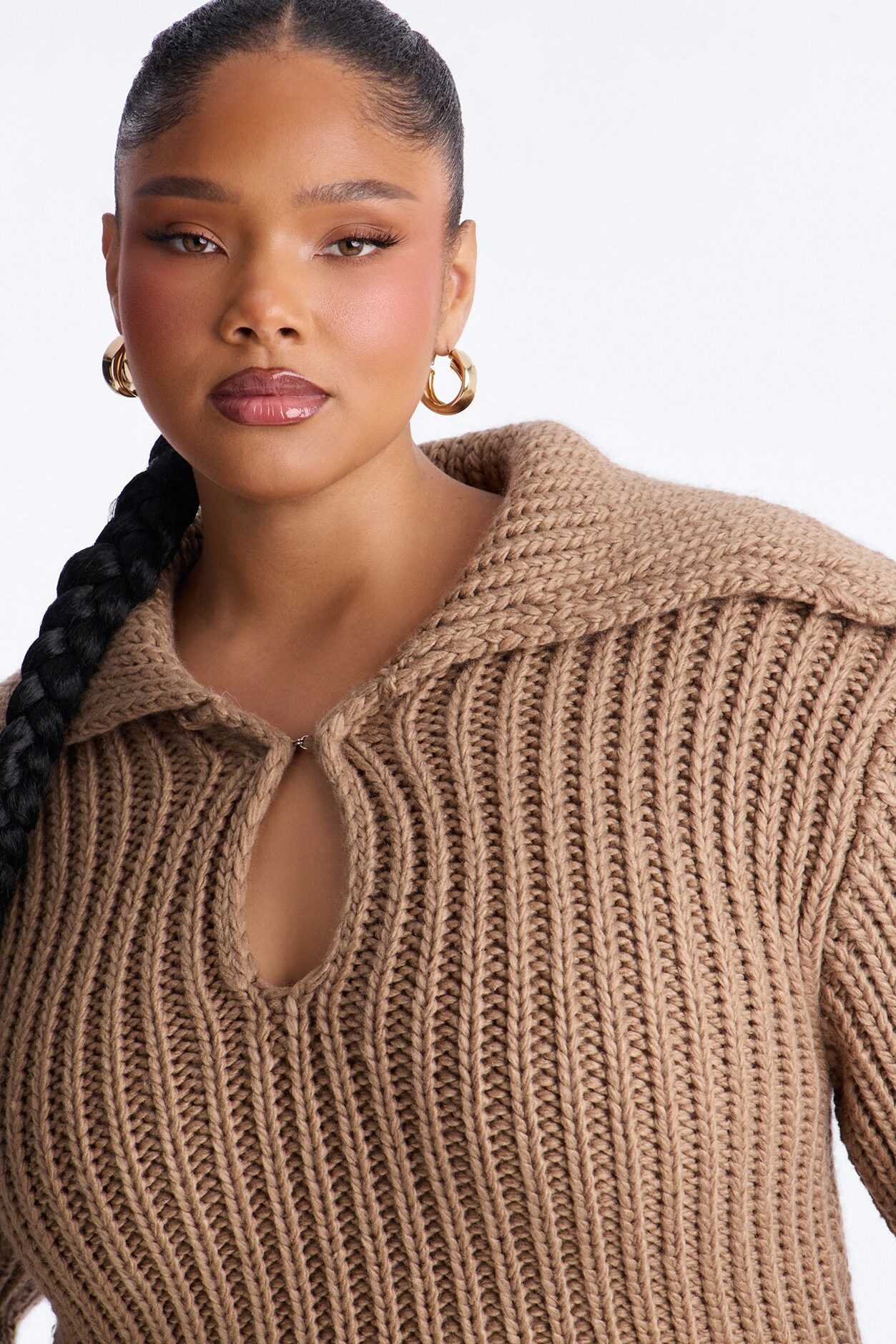Tessa Chunky Knit Sweater Mini Dress - Mocha