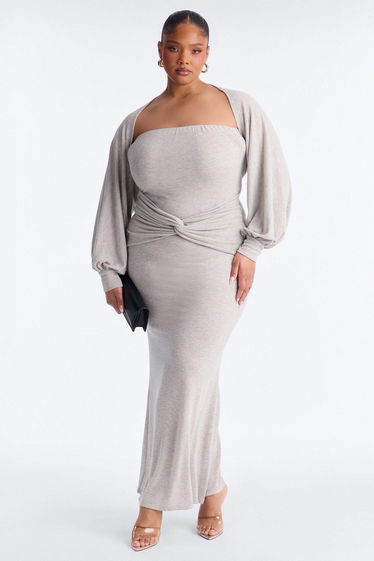 Witney Bolero Maxi Dress - Heather Grey