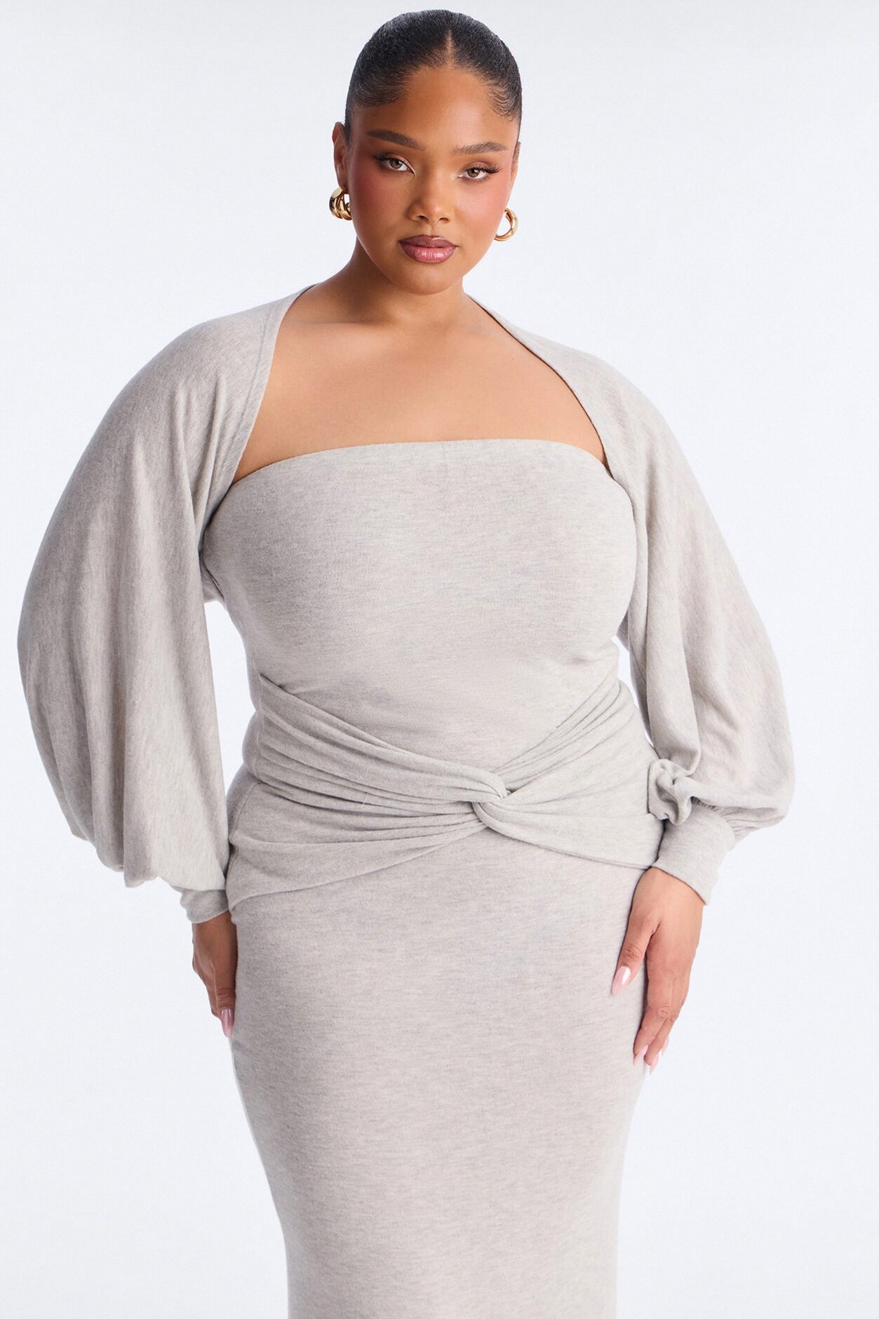 Witney Bolero Maxi Dress - Heather Grey