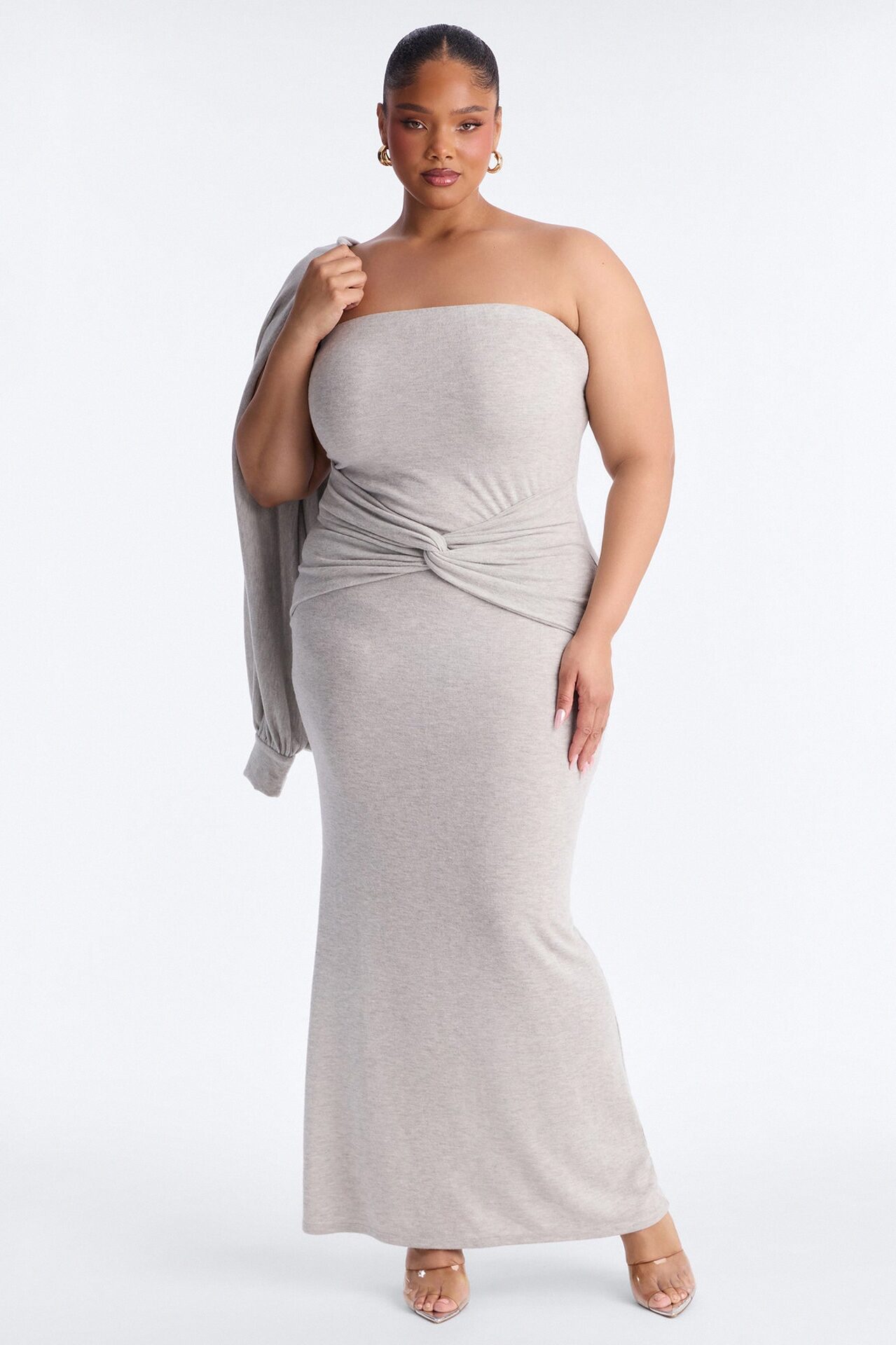 Witney Bolero Maxi Dress - Heather Grey