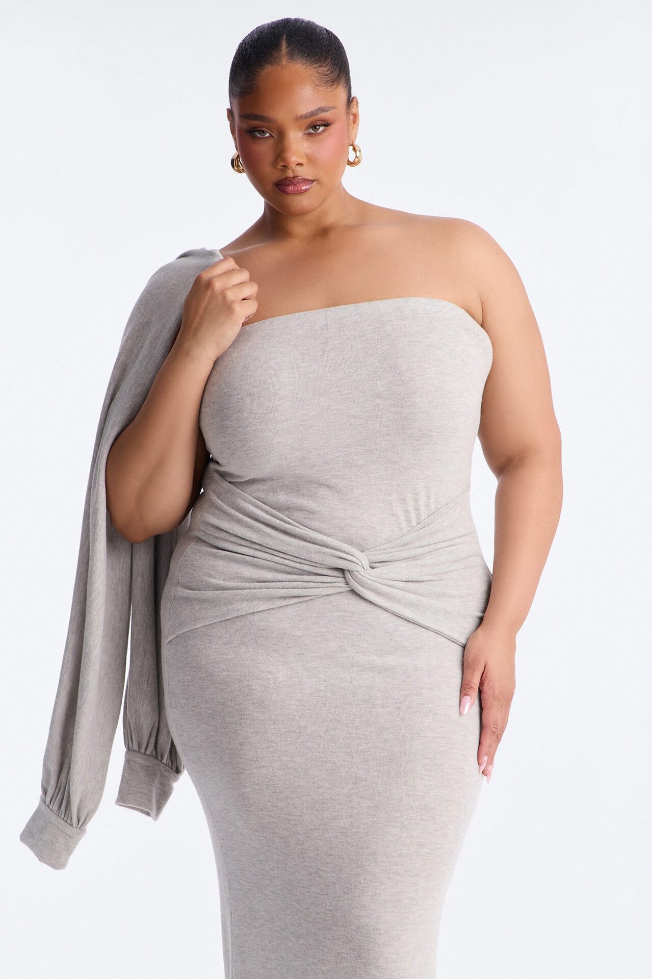 Witney Bolero Maxi Dress - Heather Grey