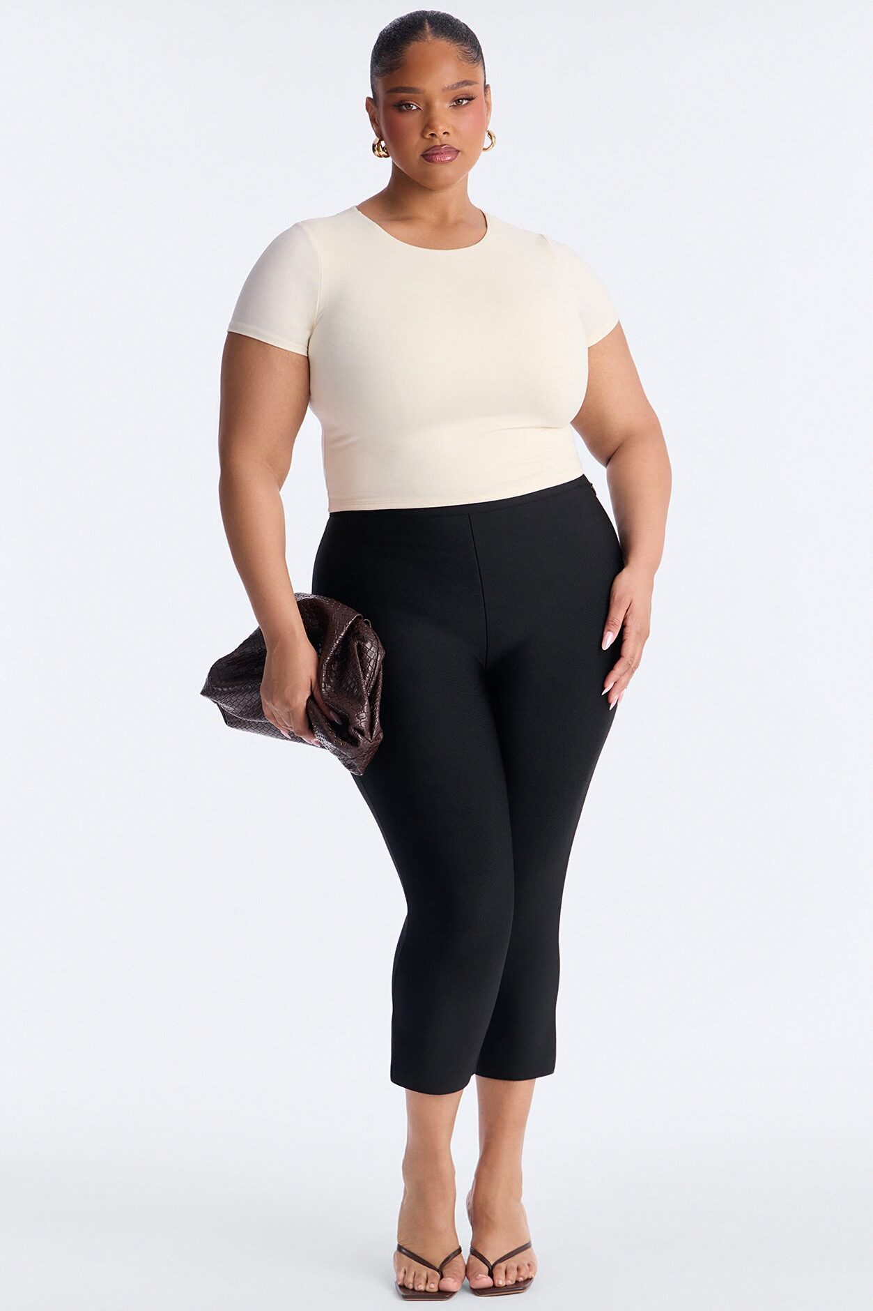 Jaslynn Double Lined Cropped Baby Tee - Bone